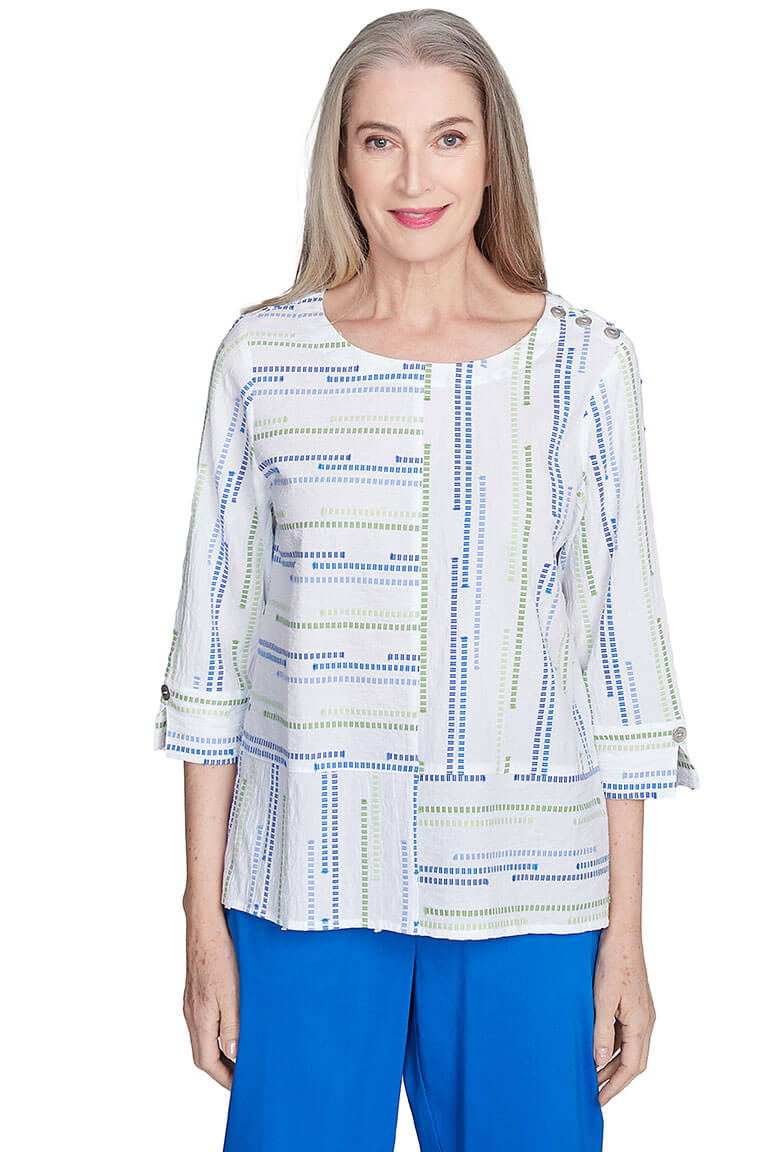 Stylish Parrot Cay Jacquard Spliced Blouse for Women | Trendy Floral Print Summer Top | Perfect for Office, Date Night & Vacation Outfits