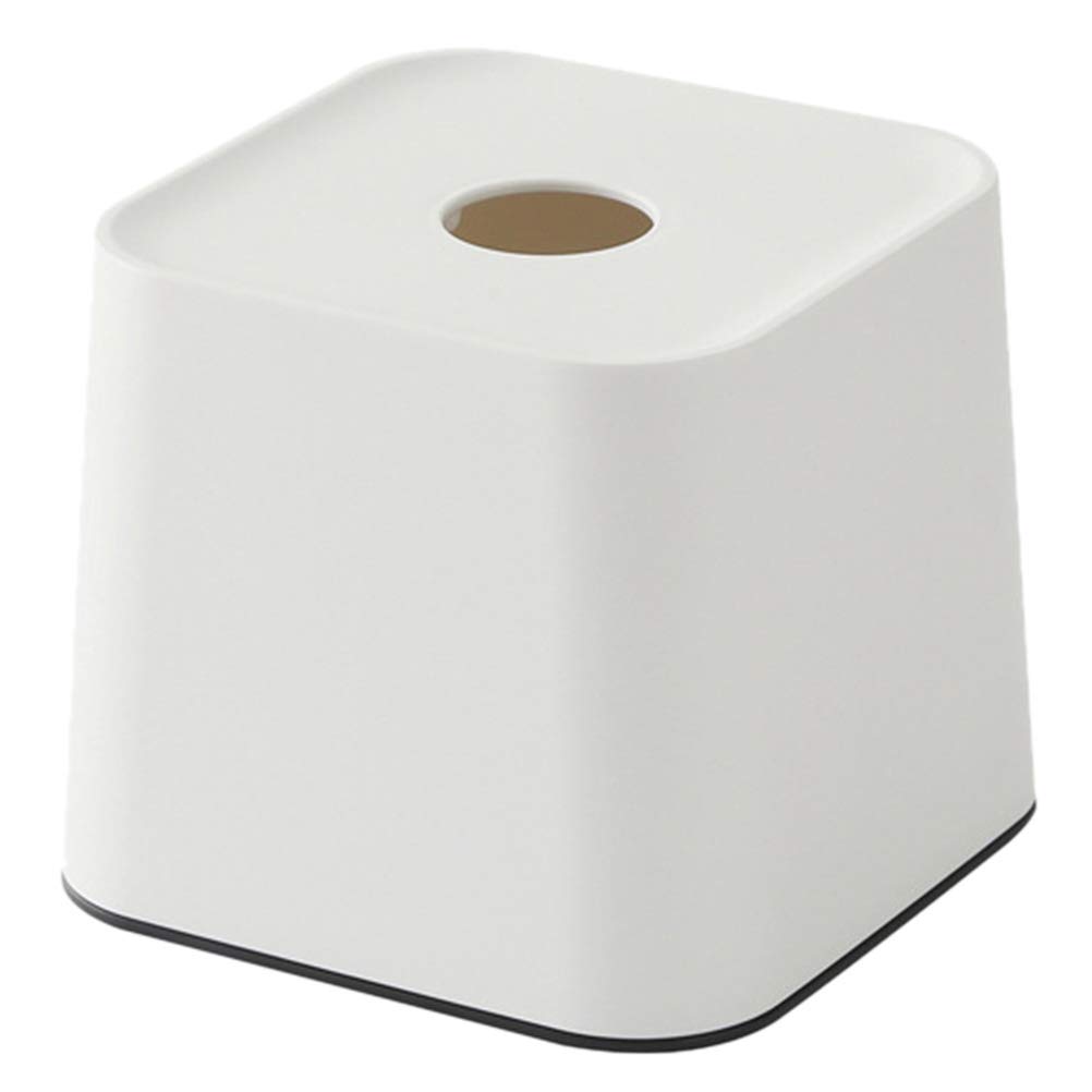 DOITOOL 1-Piece Square Desktop Paper Roll Storage Box - White Tissue Holder Organizer for Office, Home, or Craft Room Use