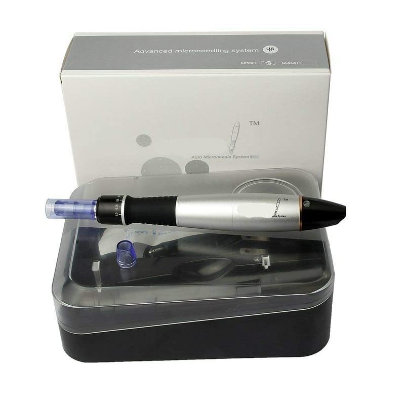Professional Electric Derma Pen A1 Microneedling Device - Wireless Skin Care Tool with 2 Replaceable Needle Heads for Wrinkle Reduction & Skin Rejuvenation - Perfect for Home Use & Professional Salons