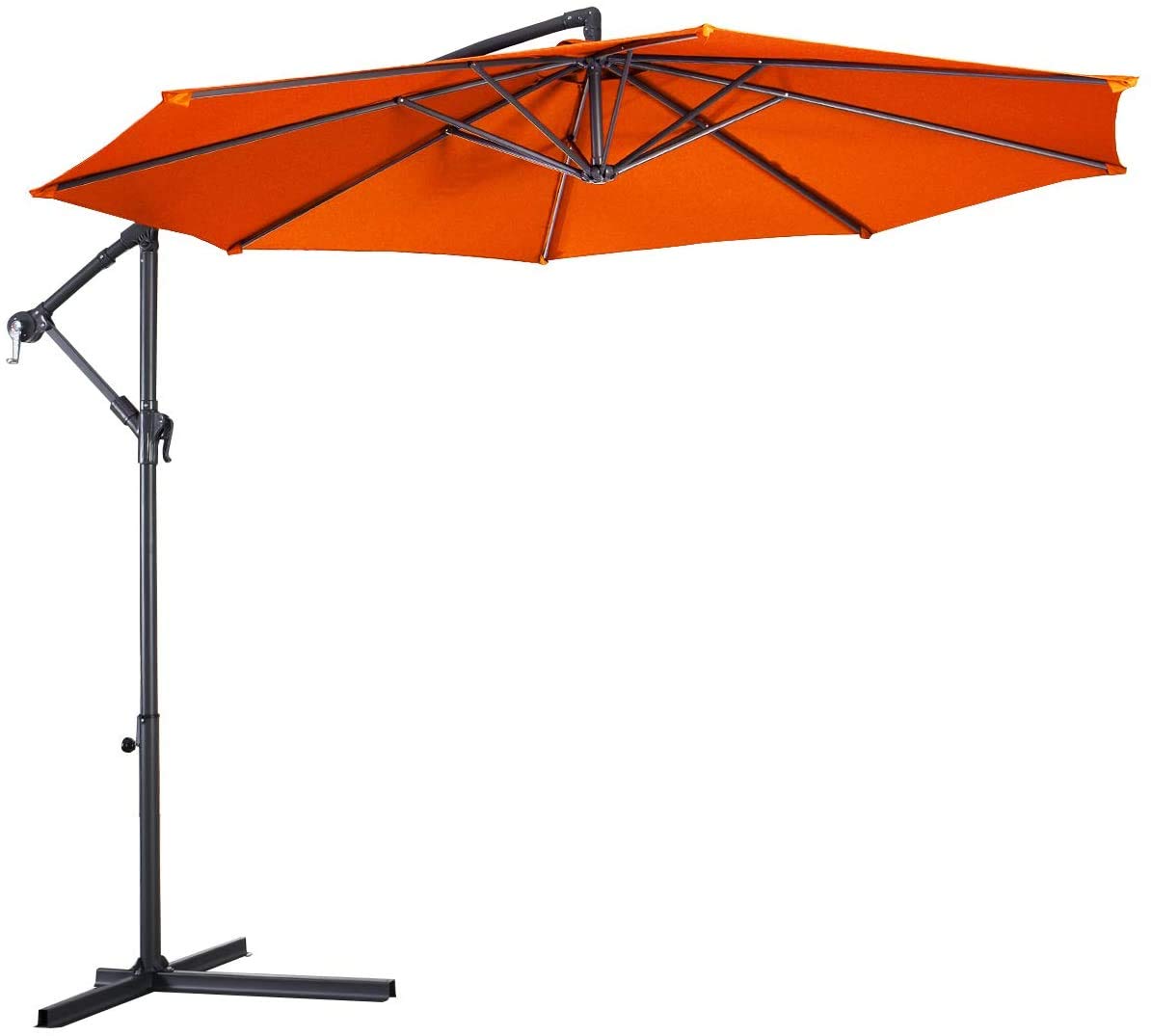 Byroce 10 FT Offset Hanging Patio Umbrella - Outdoor Polyester Cantilever Umbrella with Sturdy Frame & Adjustable Tilt - Perfect for Garden, Deck, Backyard, Poolside, Beach and Outdoor Dining Areas