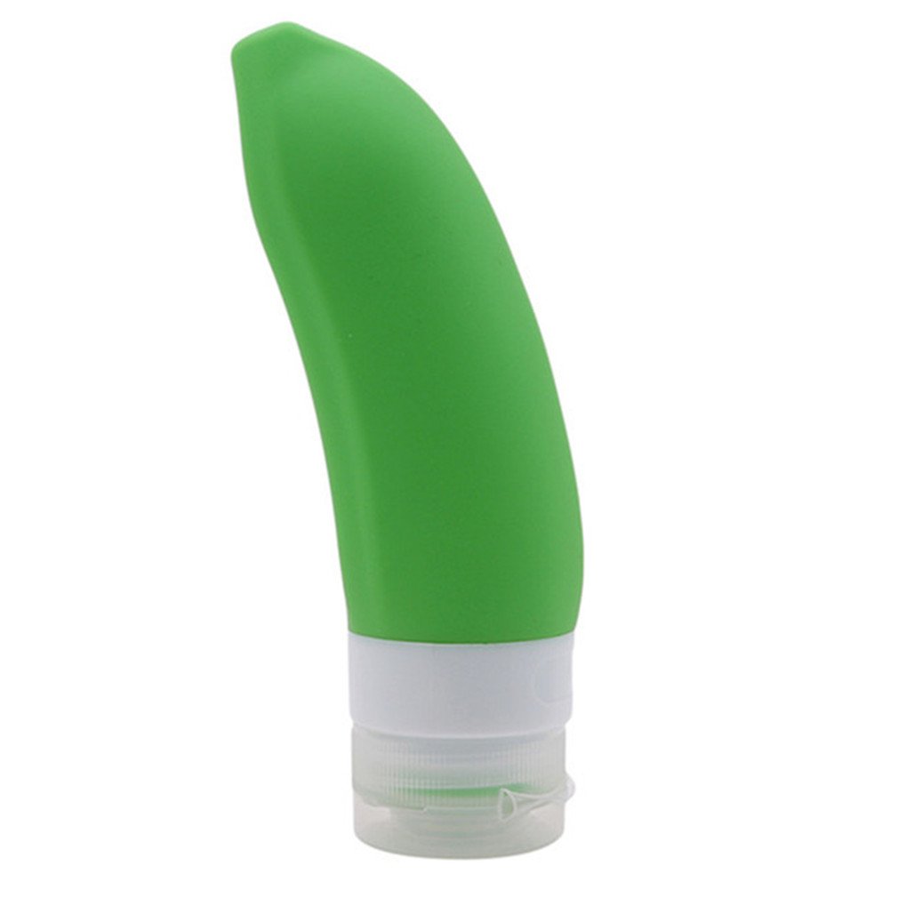 Dolland Banana Shaped Travel Bottle Set - 75ml Leakproof Silicone Toiletry Containers for Shampoo, Lotion & Conditioner | Portable Bath Essentials for Vacation, Gym & Air Travel (Grass Green)