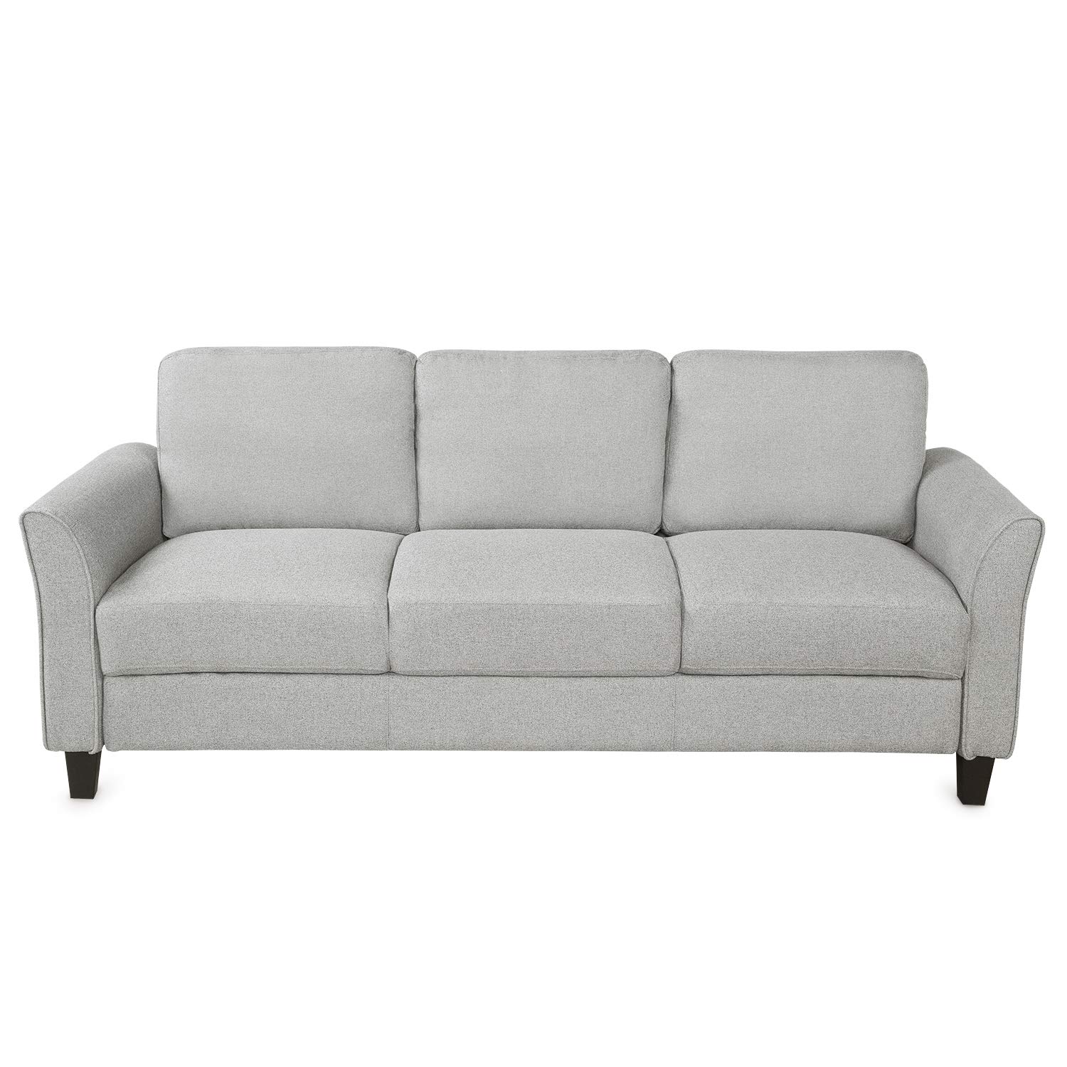 Compact 3-Seater Linen Sofa for Small Spaces - Modern Grey, Black & Light Grey Couches for Living Room & Bedroom - Perfect for Apartments, Dorms & Cozy Home Decor