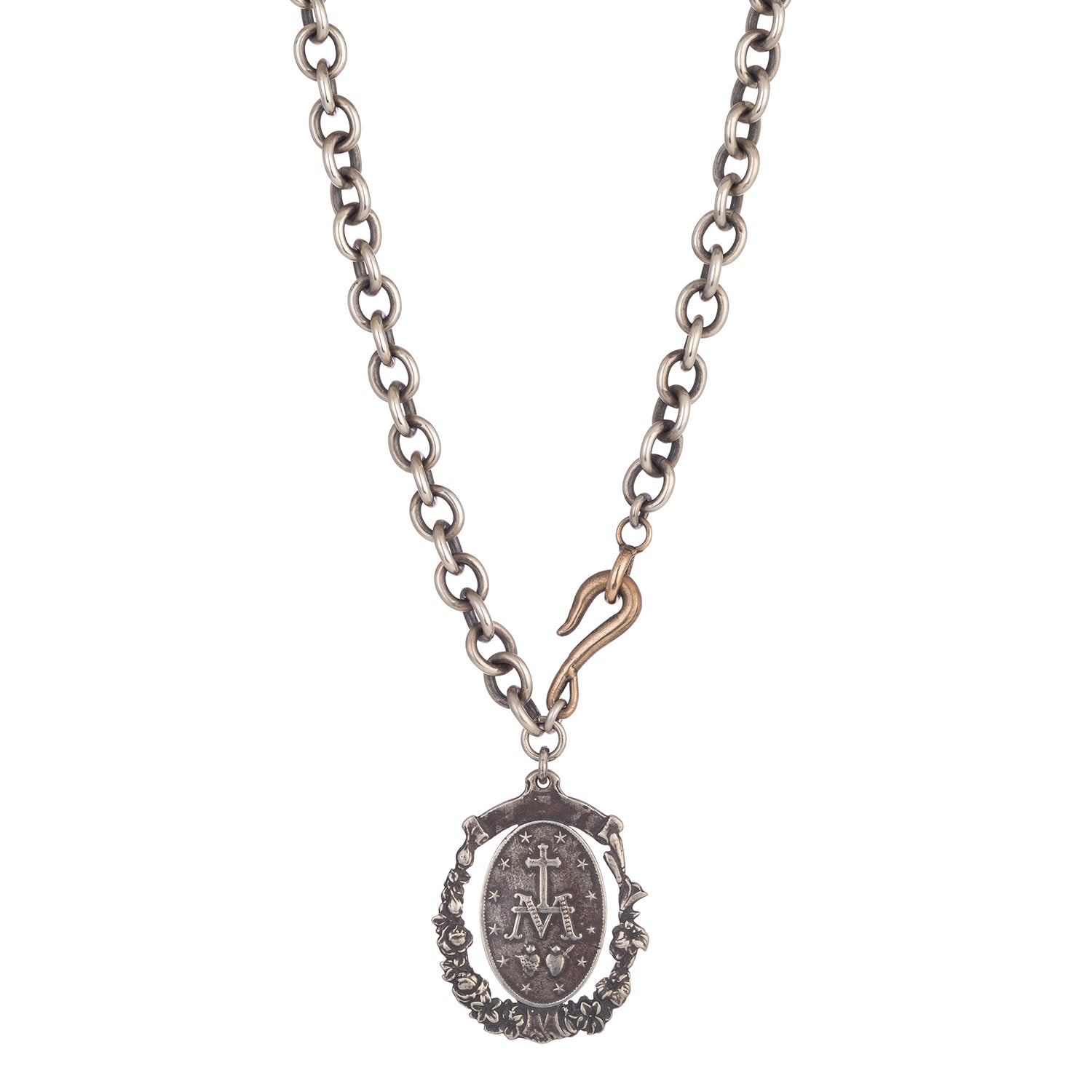 Floral Mary Necklace - Virgin Mary Pendant with Miraculous Medal - Religious Jewelry for Women, Gift for Baptism, First Communion & Faithful Devotion