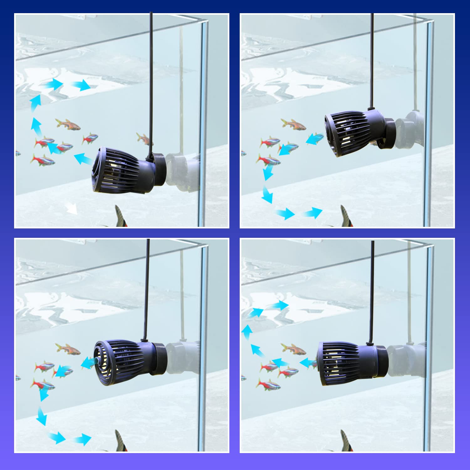 520-2600GPH 15W Aquarium Wave Maker Pump - 24V DC Fish Tank Powerhead with Ultra Quiet Sine Wave Technology - High Flow Water Circulation for Freshwater & Saltwater Tanks - Perfect for Reef, Coral, and Marine Aquariums