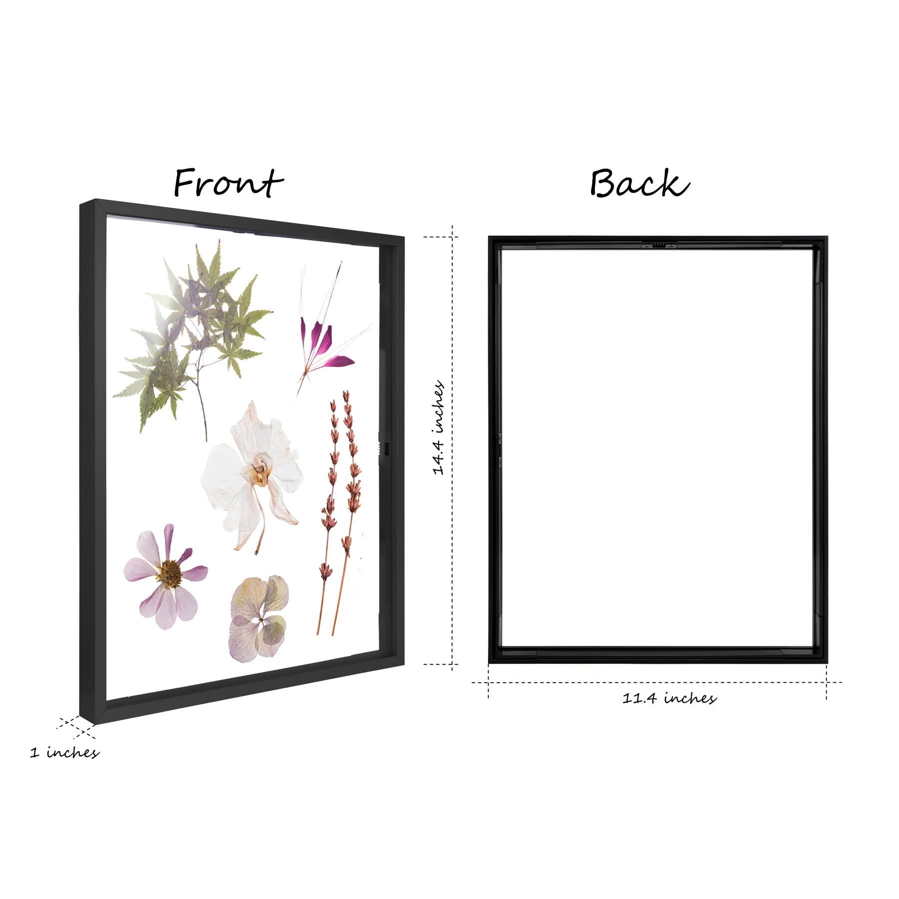 Frametory 11x14 Floating Picture Frame - Black Metal Photo Frame with Real Glass - Wall Mount or Tabletop Display - Perfect for Home Decor, Office, Gallery & Wedding Photos (6 Pack)