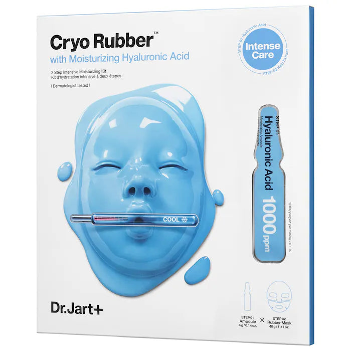 Dr. Jart+ Cryo Rubber™ Hydrating Hyaluronic Acid Face Mask - Deep Moisturizing for Dry Skin, Anti-Aging & Skin Repair - Perfect for Spa Nights & Self-Care Routines