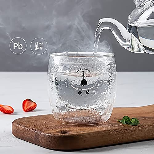 Kawaii Bear Transparent Mug - Cute Aesthetic Glass Cup for Milk, Juice & Coffee - Perfect Gift for Tea Lovers & Anime Fans - 1 Pack (12oz) - Ideal for Home, Office & Gifts