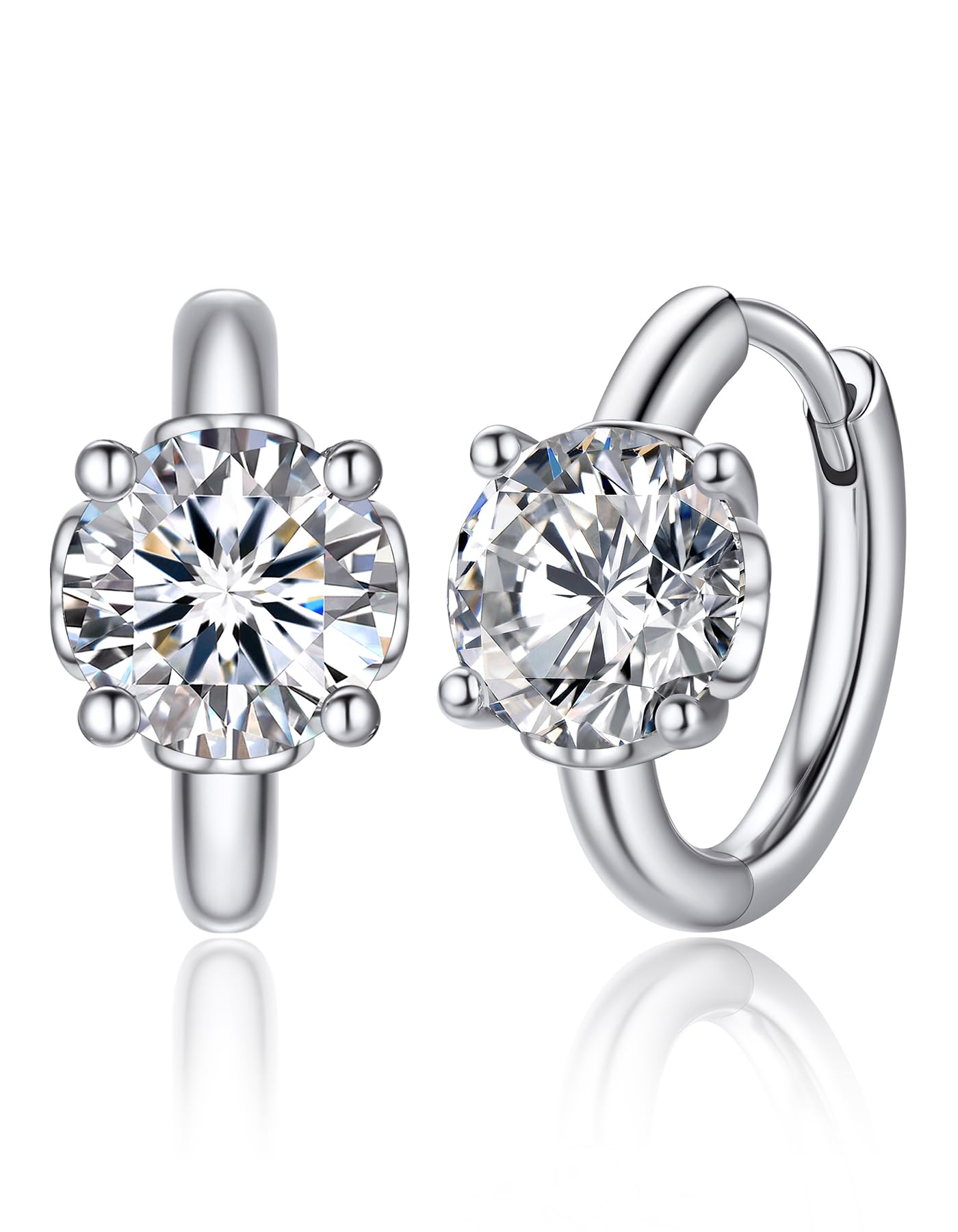 MomentWish Hoop Earrings for Women - D Color VVS1 Moissanite Simulated Diamond 925 Sterling Silver Drop Earrings - Perfect Anniversary & Birthday Gift for Her - Ideal for Weddings, Parties & Everyday Elegance