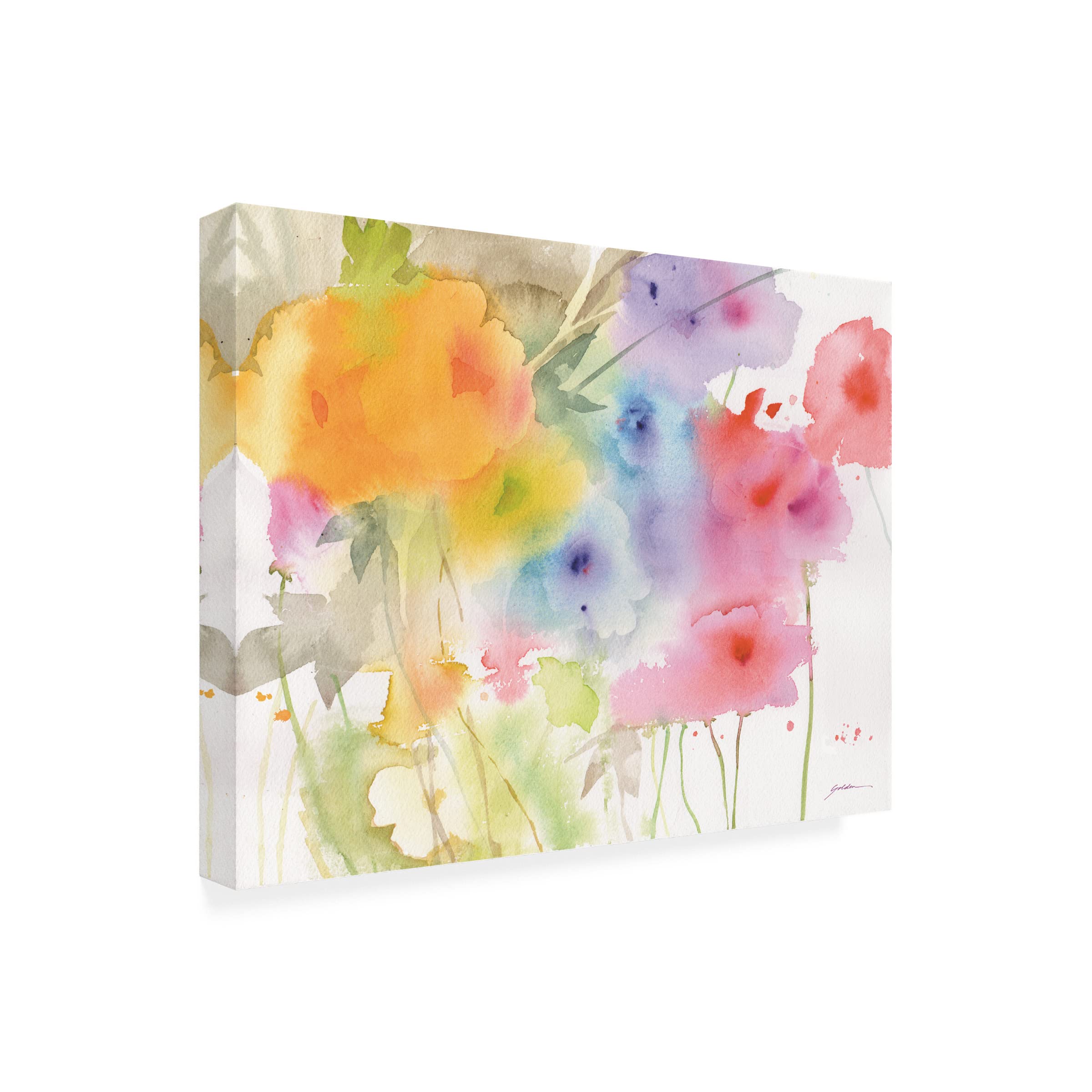 Sheila Golden 'Garden of The Rainbow' Canvas Wall Art Print - Vibrant Floral Landscape Painting for Living Room, Bedroom & Office Decor