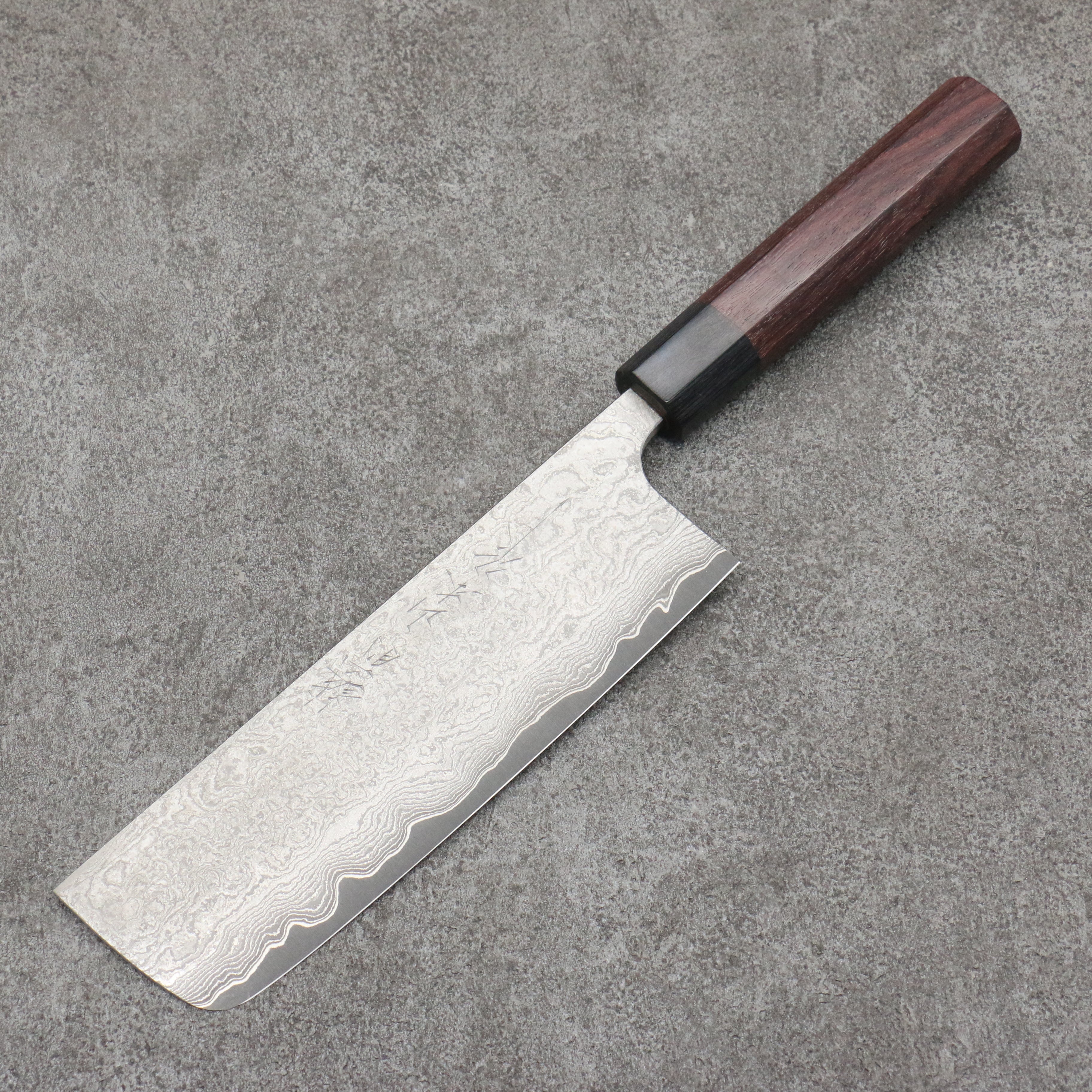 Premium Nao Yamamoto VG10 Black Damascus Nakiri Knife 165mm - Japanese Shitan Wood Handle - Professional Chef & Home Cooking, Vegetable Chopping, Sushi Preparation