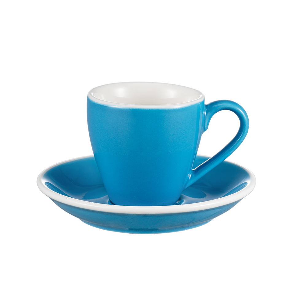 I.XXI Blue Espresso Cup with Saucer - 80ml Ceramic Coffee Cup Set for Espresso, Cappuccino & Latte - Perfect for Home, Office or Cafe Use