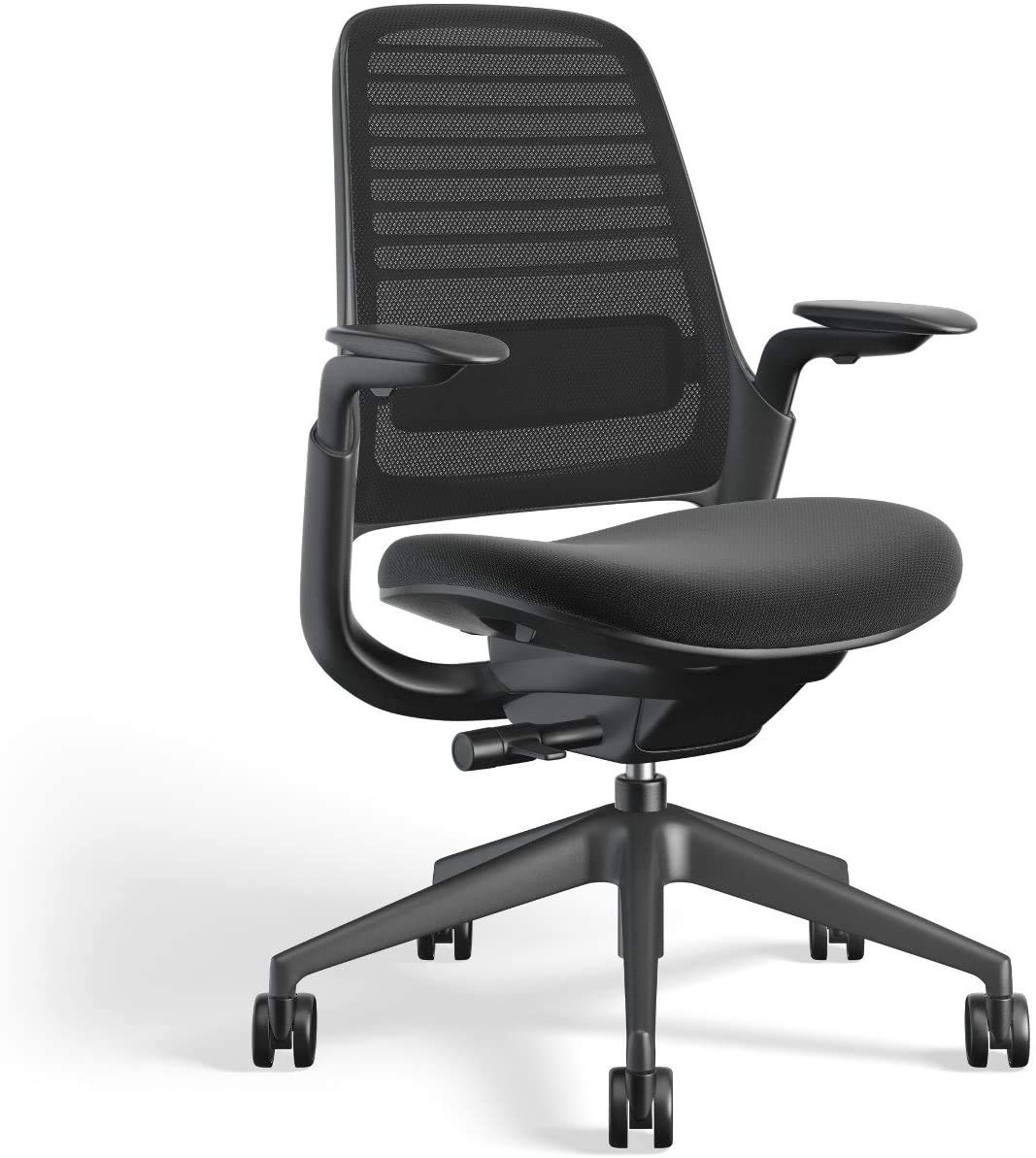 Steelcase Series 1 Ergonomic Office Chair with Adjustable Lumbar Support - Licorice Black, Hard Floor Casters for Home Office, Gaming & Workspace Comfort