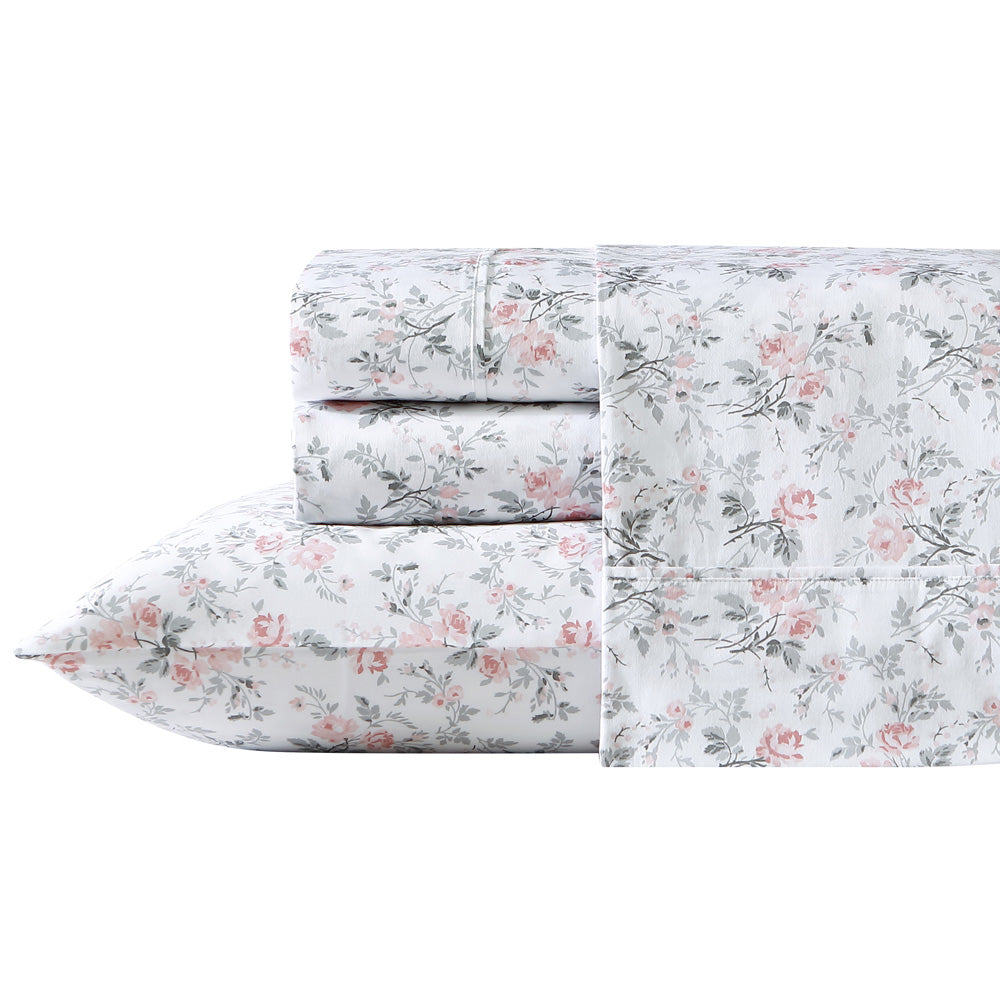 Geneva Blush & Grey Single Bed Sheet Set - Soft & Breathable Cotton Bedding for Cozy Sleep | Perfect for Dorms, Guest Rooms & Small Spaces