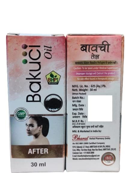 **Bharat Bakuchi Oil 30ml (Psoralea Corylifolia) - Natural Treatment for Vitiligo & White Skin Patches - Pack of 3 - Perfect for Daily Skin Care & Pigmentation Support**