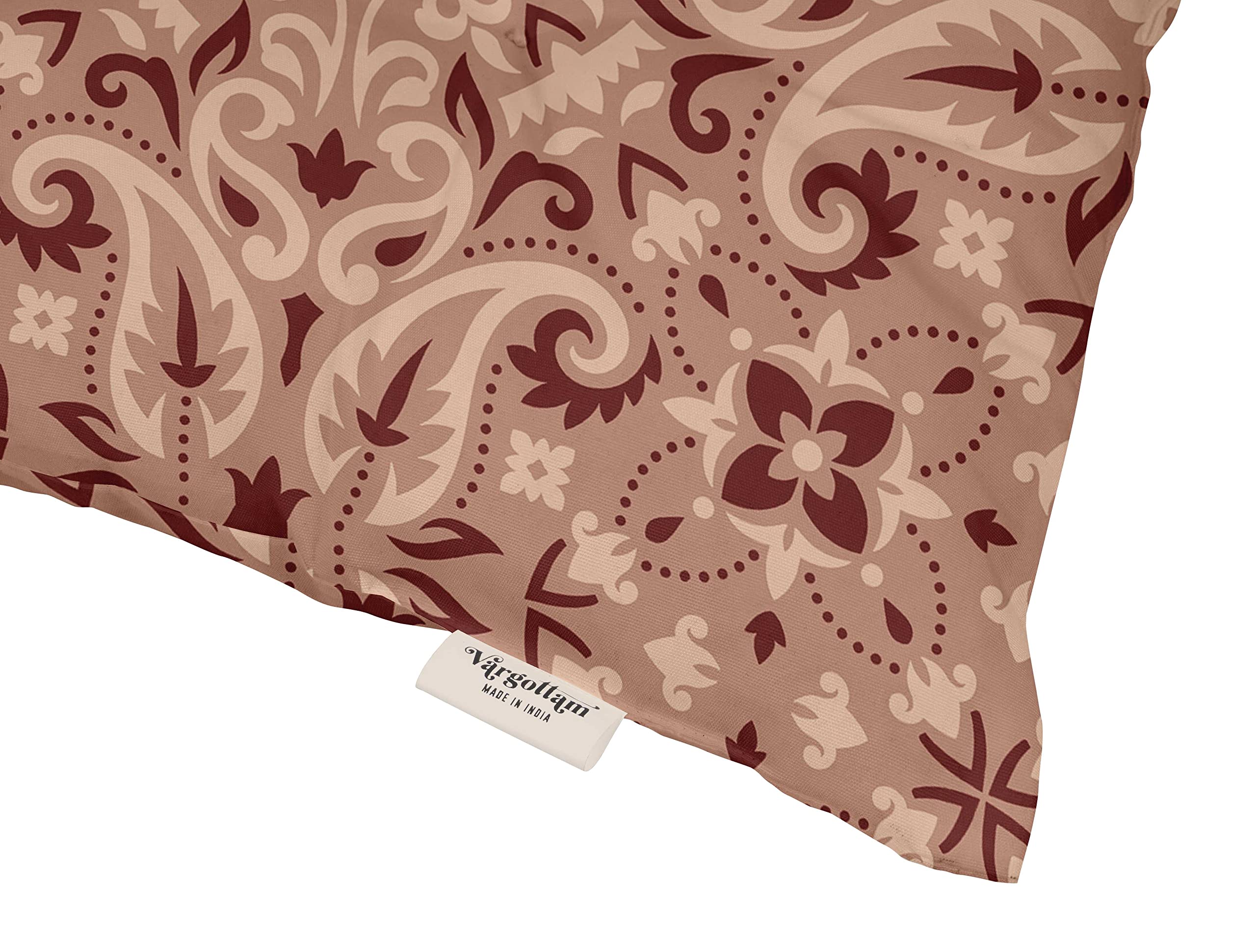Water Resistant Indoor/Outdoor Tufted Square Patio Cushion Set of 2 - 19 Inch Pink Printed Seat Cushions with Asian Ornamental Design | Perfect for Garden, Poolside & Patio Furniture