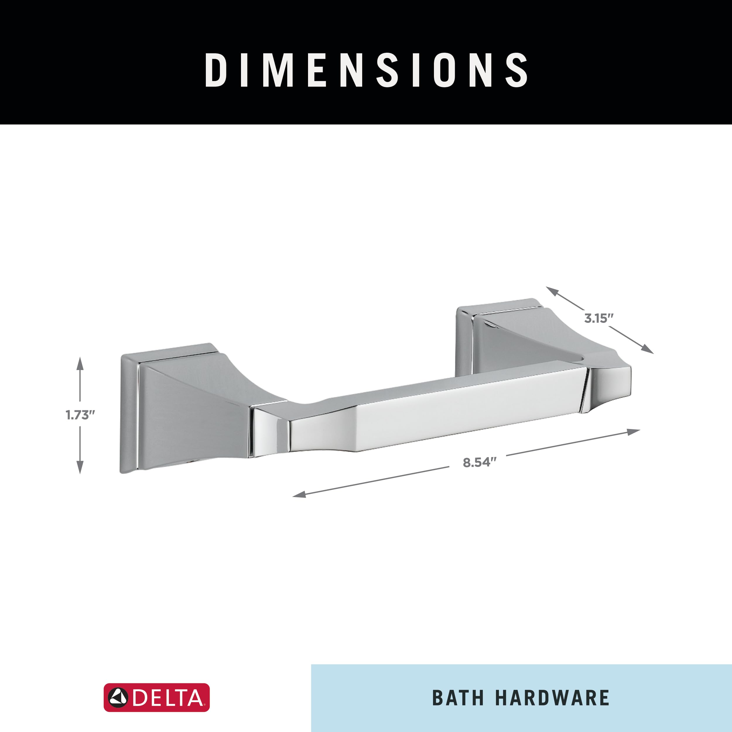 Delta Faucet 75150 Dryden Chrome Toilet Paper Holder - Modern Bathroom Tissue Dispenser for Home, Office & Restroom