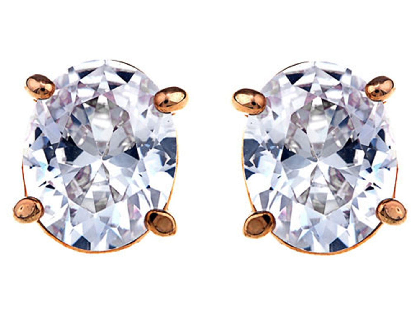 Alilang Women's Crystal Stud Earrings - Round & Oval Gold Plated Clear Rhinestone Earrings for Daily Wear, Parties & Gifts