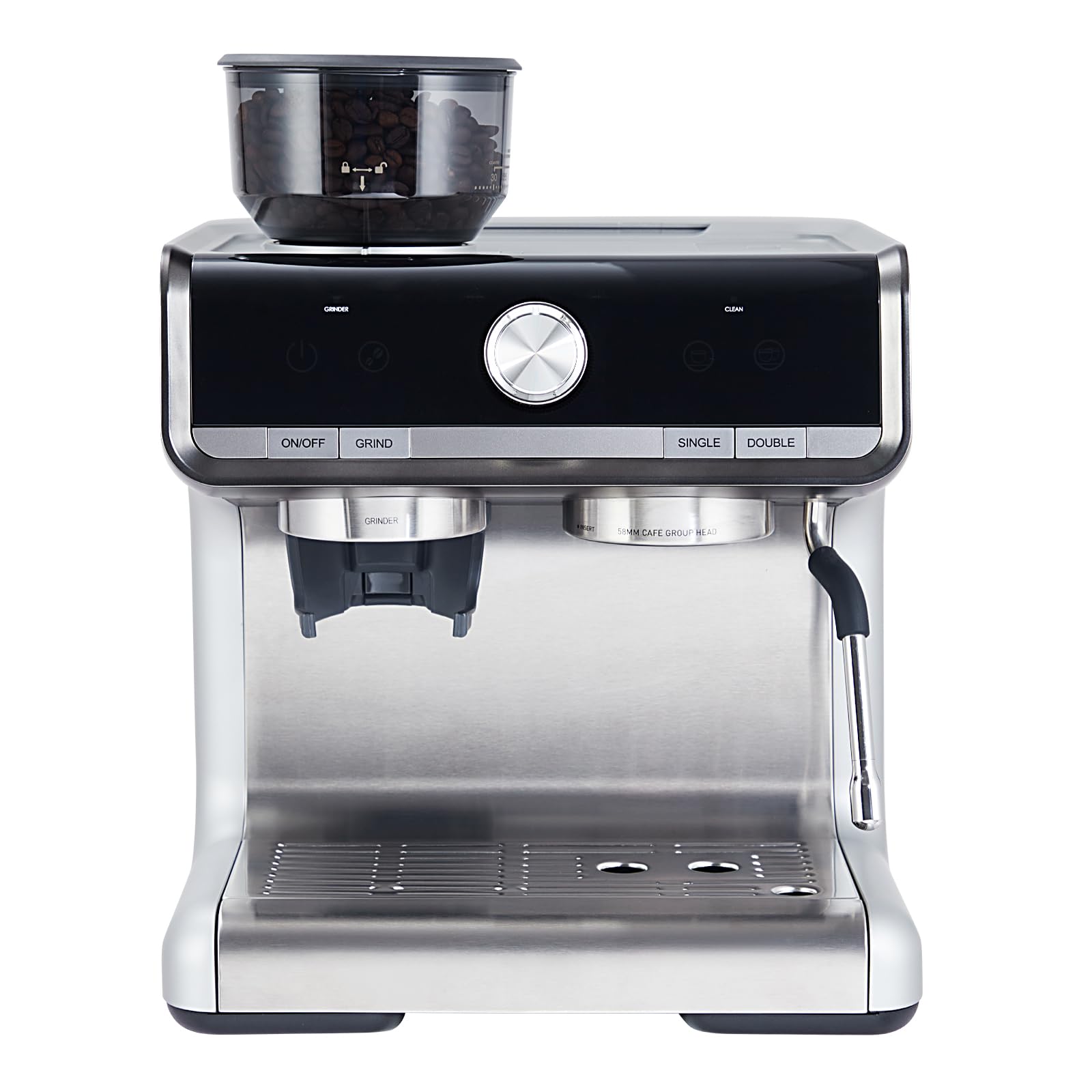 20 Bar Semi-Automatic Espresso Coffee Maker with Built-in Grinder & Milk Frother - Perfect for Cappuccino, Latte and Macchiato - 95oz Large Water Tank with PID Temperature Control - Ideal for Home Baristas & Coffee Enthusiasts (Silver)