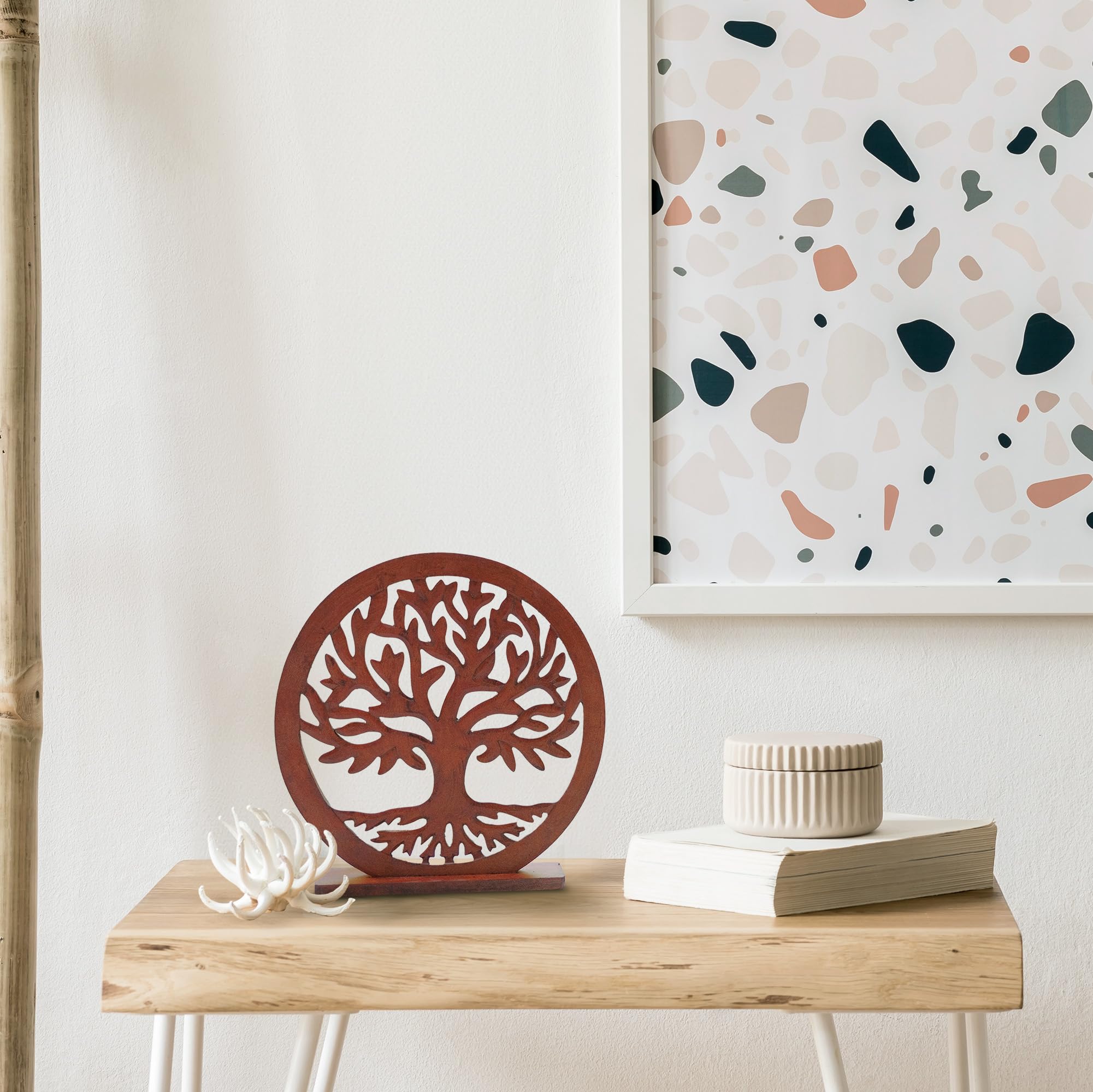 Tree of Life Wall Decor - Rustic Wooden Shelf Decor for Living Room, Farmhouse & Bedroom | Boho Tabletop Sculpture | Modern Zen Home Decor for Fireplace Mantle, Shelves & Nightstand | Spiritual Natural Wood Art for Cozy Home Aesthetic