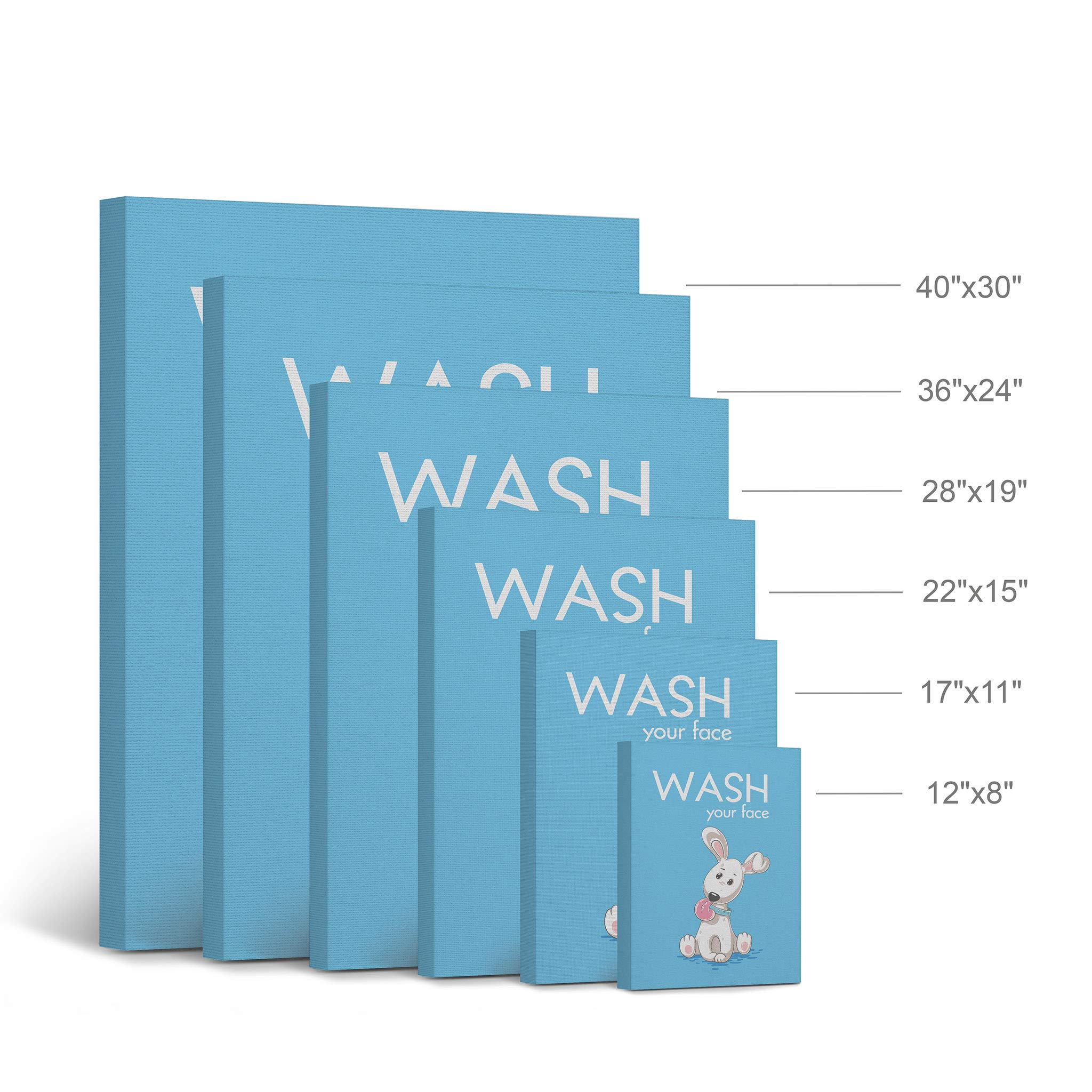 Smile Art Design 'Wash Your Face' Quote Canvas Print - Funny Bathroom Sign for Kids & Dog Nursery Decor - Ready to Hang Wall Art (36x24) - Made in USA | Perfect for Bathroom, Nursery, and Home Decoration
