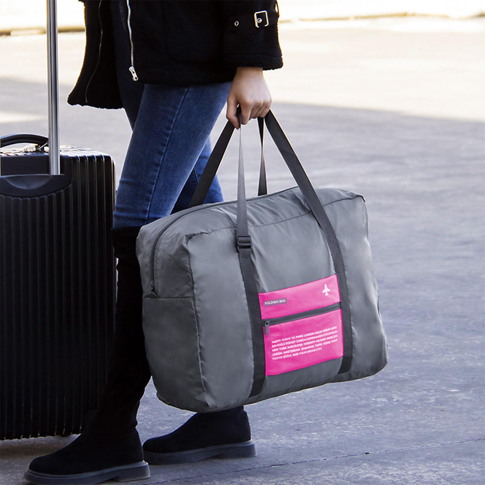 Foldable Travel Duffel Bag - Water Resistant Gym Tote & Carry On Luggage for Sports, Weekend Trips & Overnight Stays - Perfect for Workouts, Travel & Outdoor Adventures