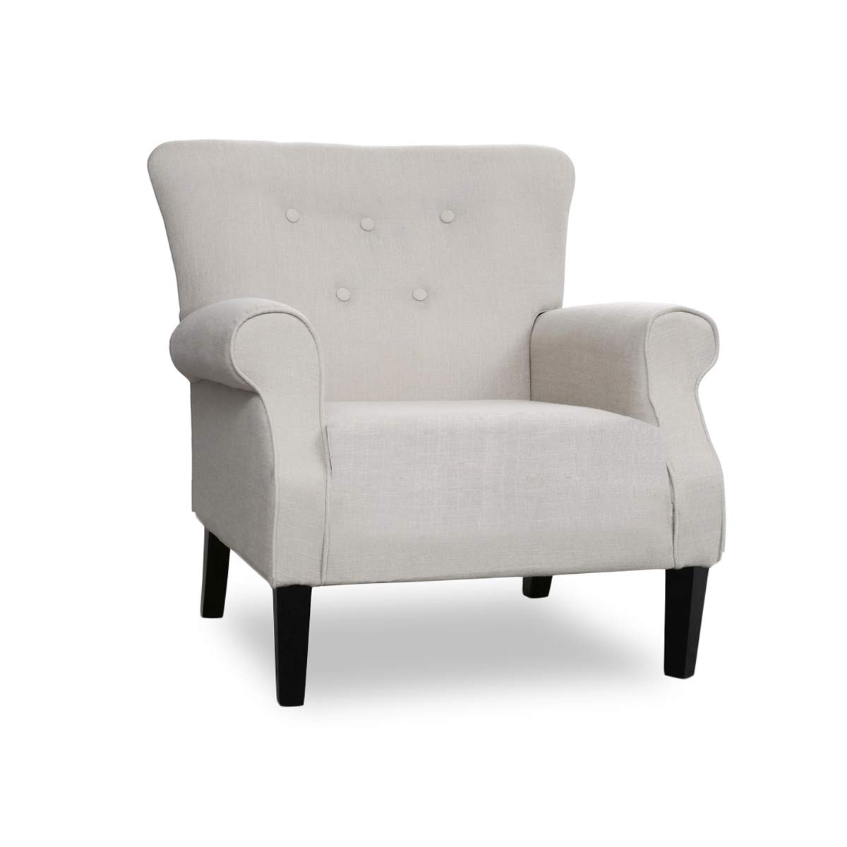 Mid Century Modern Accent Chair - Upholstered Roy Arm Single Sofa for Patio, Living Room, Club, Office & Bedroom - Comfy White Furniture (1PC) - Perfect for Relaxing, Entertaining & Home Decor