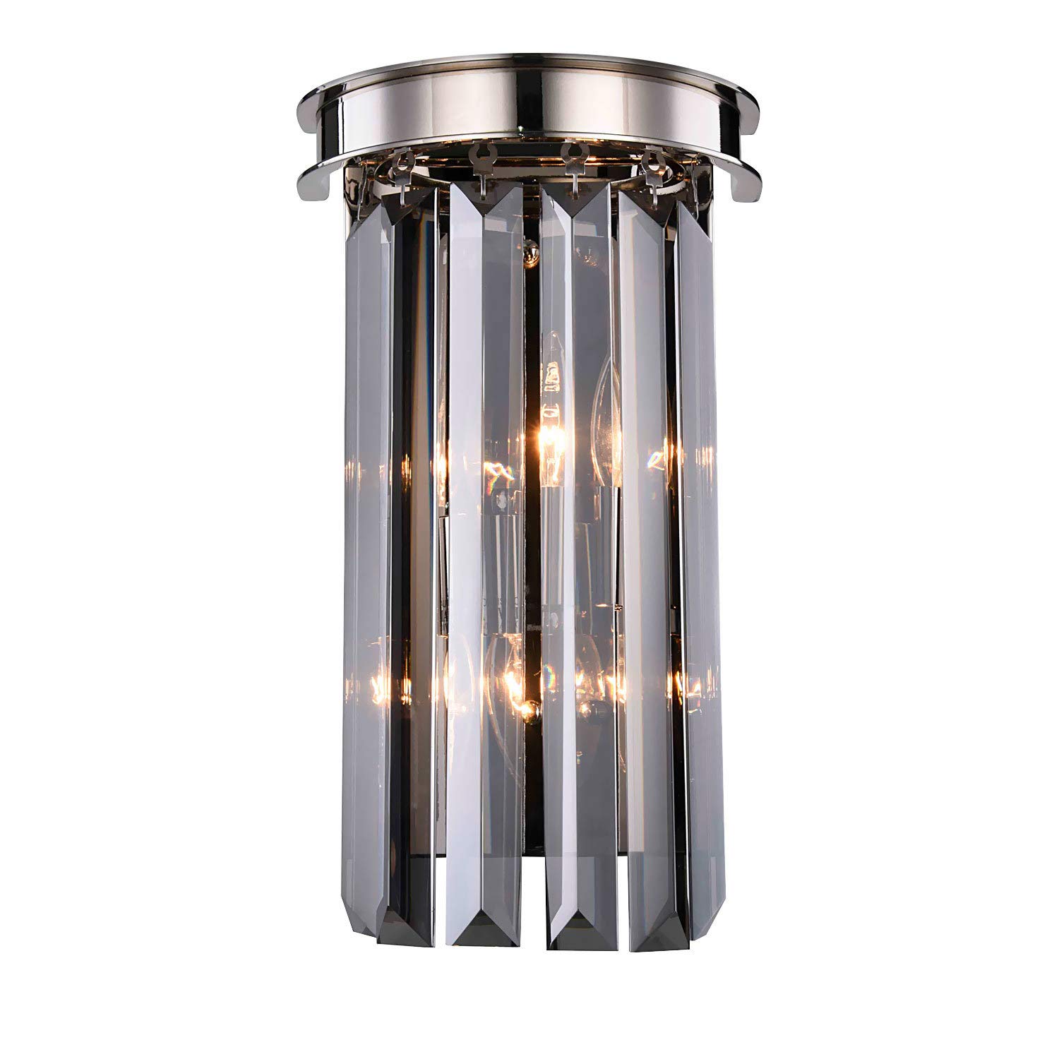 Crystal Prism Smoke Glass Wall Sconce - 2 Light 8