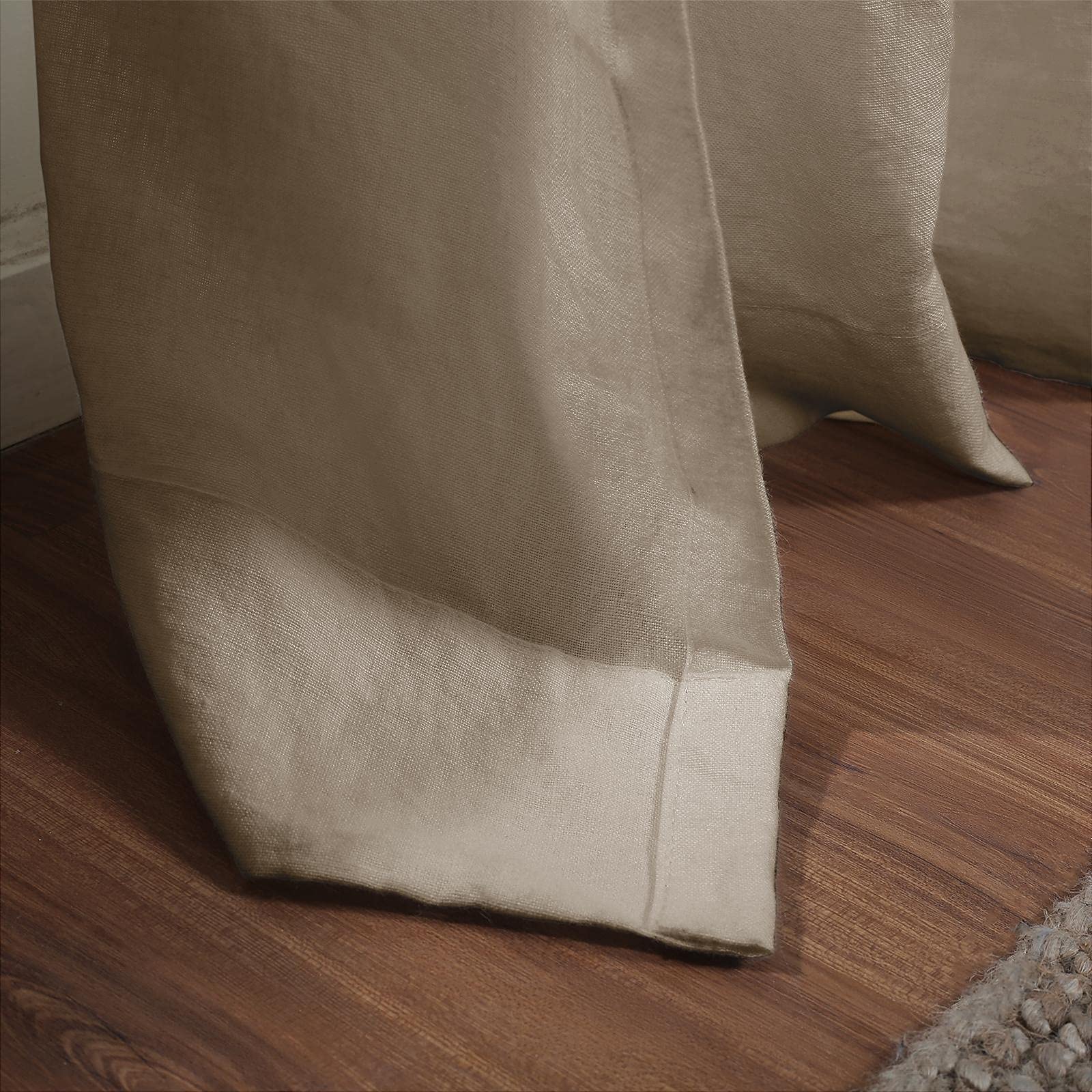 TWOPAGES Natural Linen Pinch Pleated Curtains for Living Room - Light Filtering & Room Darkening Window Drapes (Set of 2 Panels, 26x96 Inches, Safari Beige) - Perfect for Bedroom, Home Theater & Privacy Protection