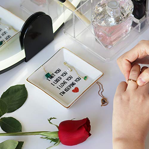 Valentines Day Gifts for Wife - Romantic Jewelry Dish for Her - Elegant Ring Holder & Trinket Tray - I Love You Engraved - Perfect for Anniversary, Wedding & Mother's Day Presents