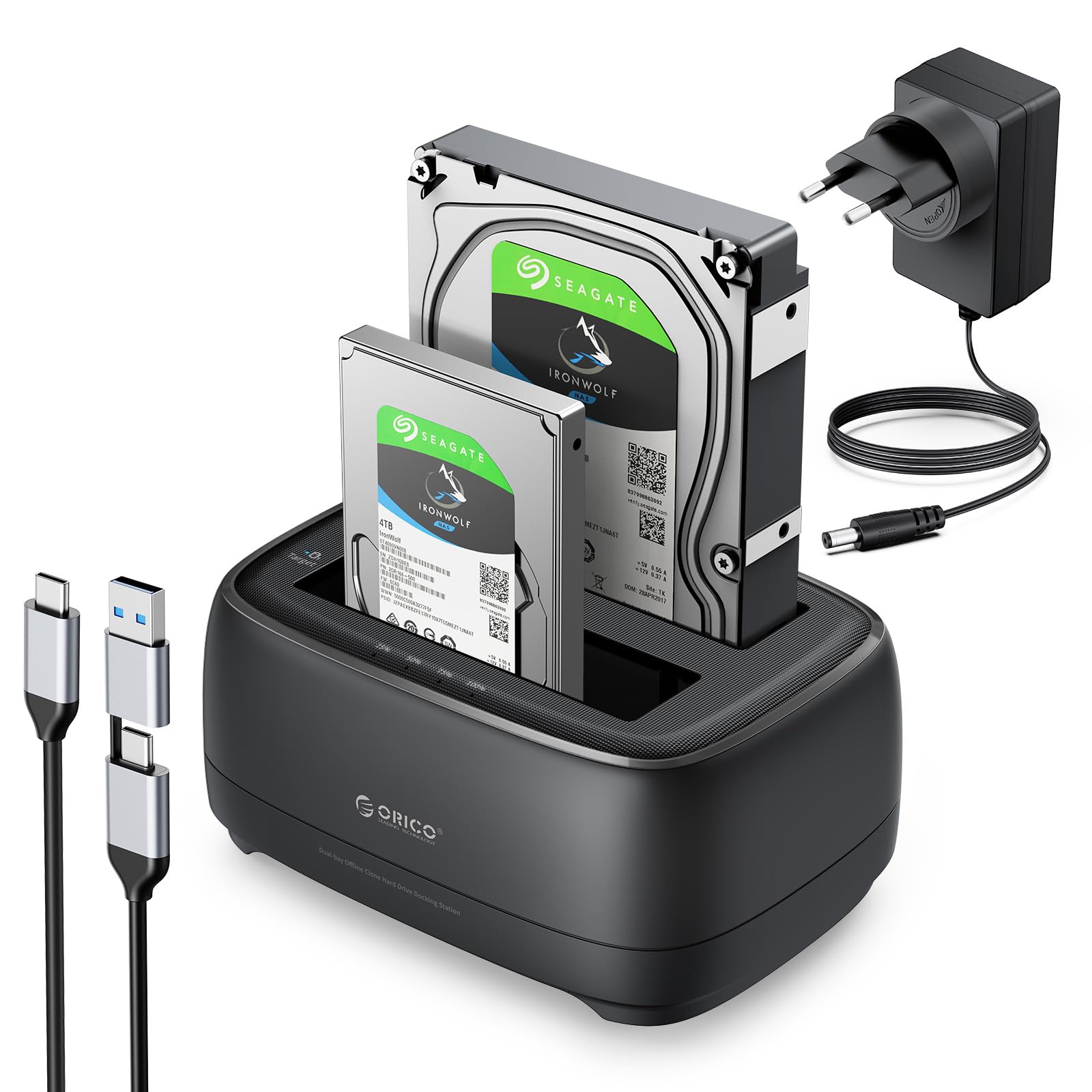 ORICO 2-Bay USB C Hard Drive Docking Station for SATA 2.5/3.5