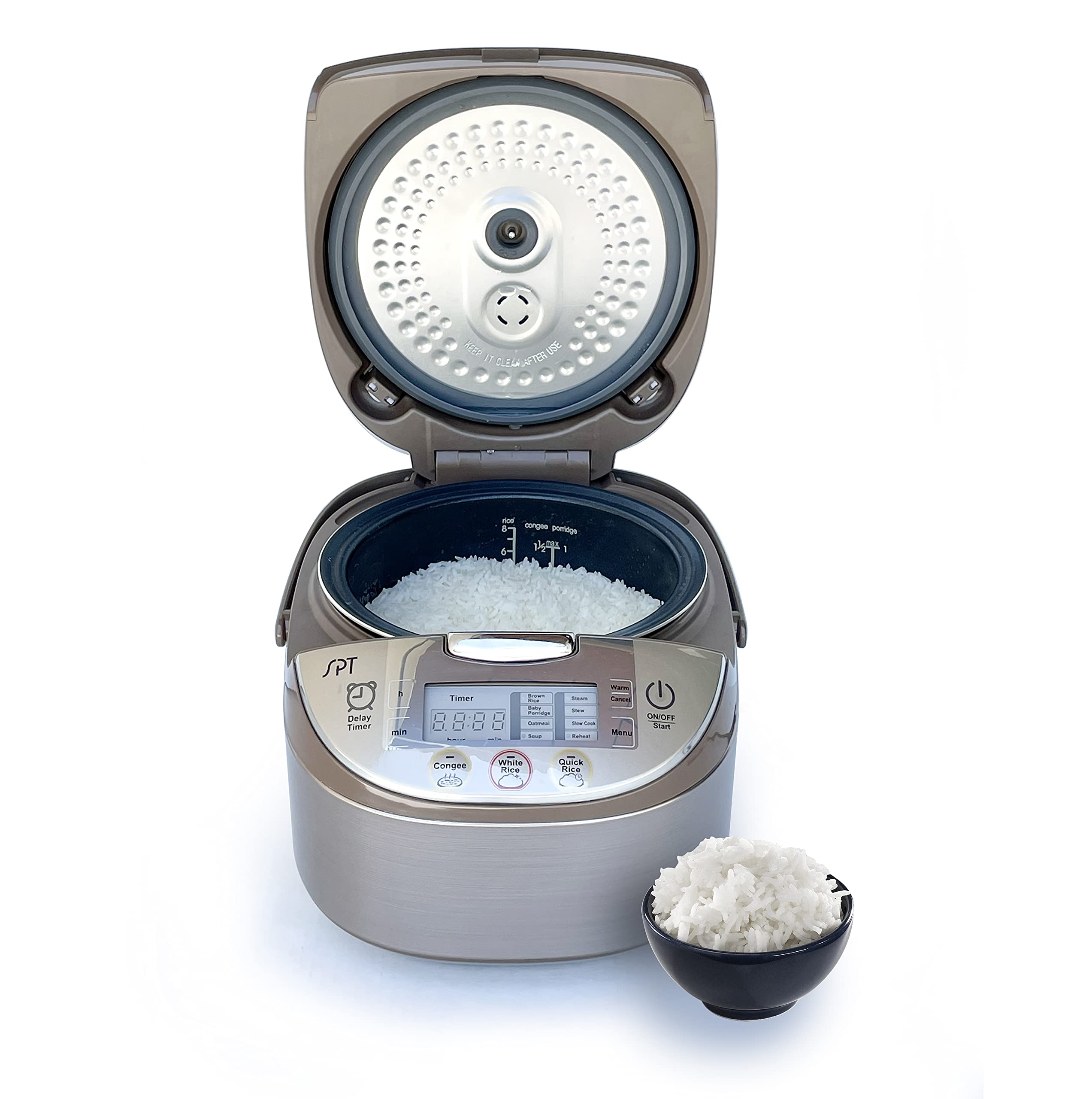 SPT RC-1808 10-Cup Multi-Function Rice Cooker with Golden Finish - Perfect for Family Dinners, Meal Prep & Small Gatherings
