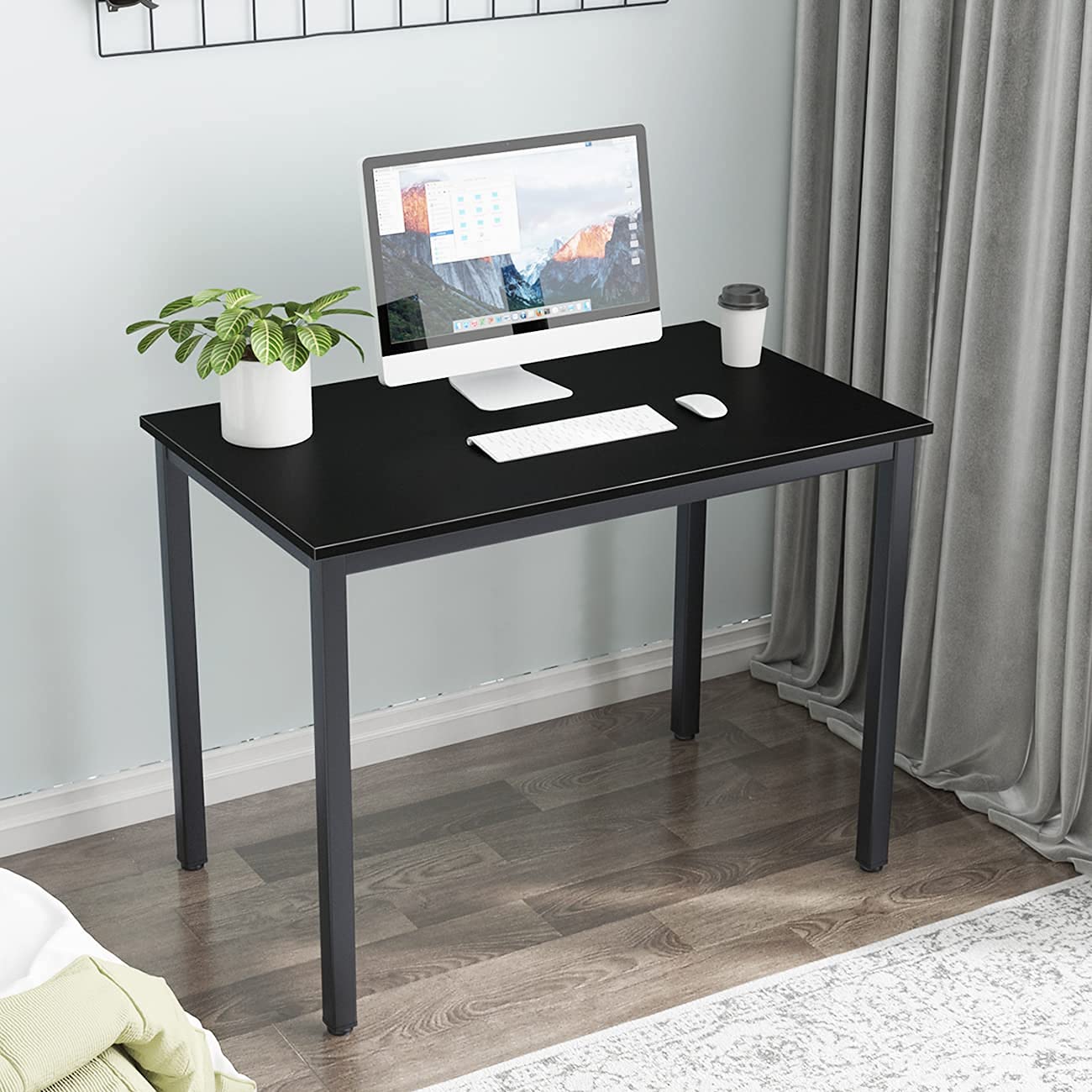 DlandHome 39 Inch Black Computer Desk - Home Office Desk, Writing Desk, Study Table, Gaming Desk Workstation for Small Spaces, Dorm Rooms & Home Offices