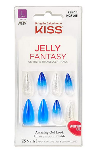 KISS JELLY FANTASY SCULPTED NAILS - Long Lasting Press on Fake Nails with Glue - Perfect for Parties, Weddings & Special Occasions