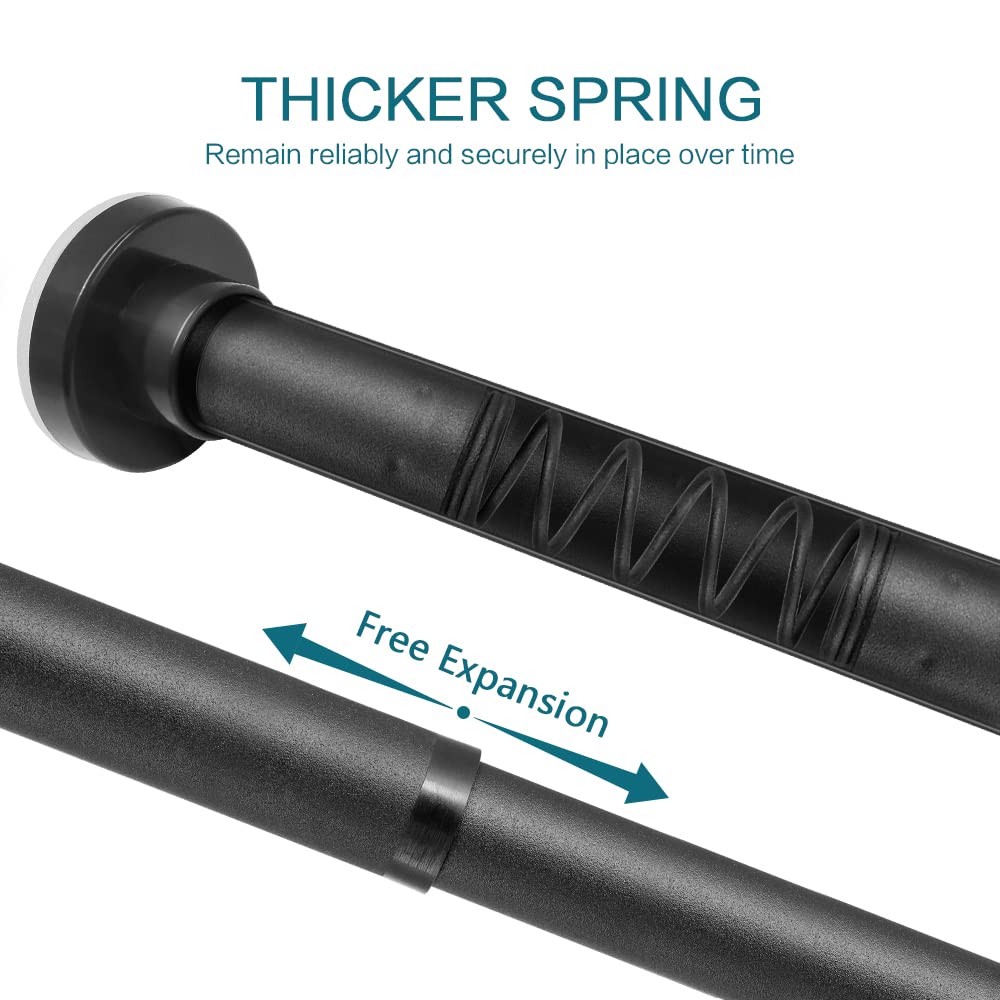 No Drill Tension Curtain Rod 28-43 Inch - Black Room Divider & Shower Rod, Heavy Duty Secure Fit for Windows, Doorways & Closets - Perfect for Apartments, Dorms & Rental Homes