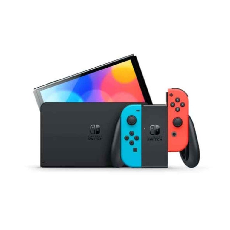 Nintendo Switch OLED Model - Red & Blue Joy-Con Controllers - Portable Gaming Console for Home & Travel Entertainment