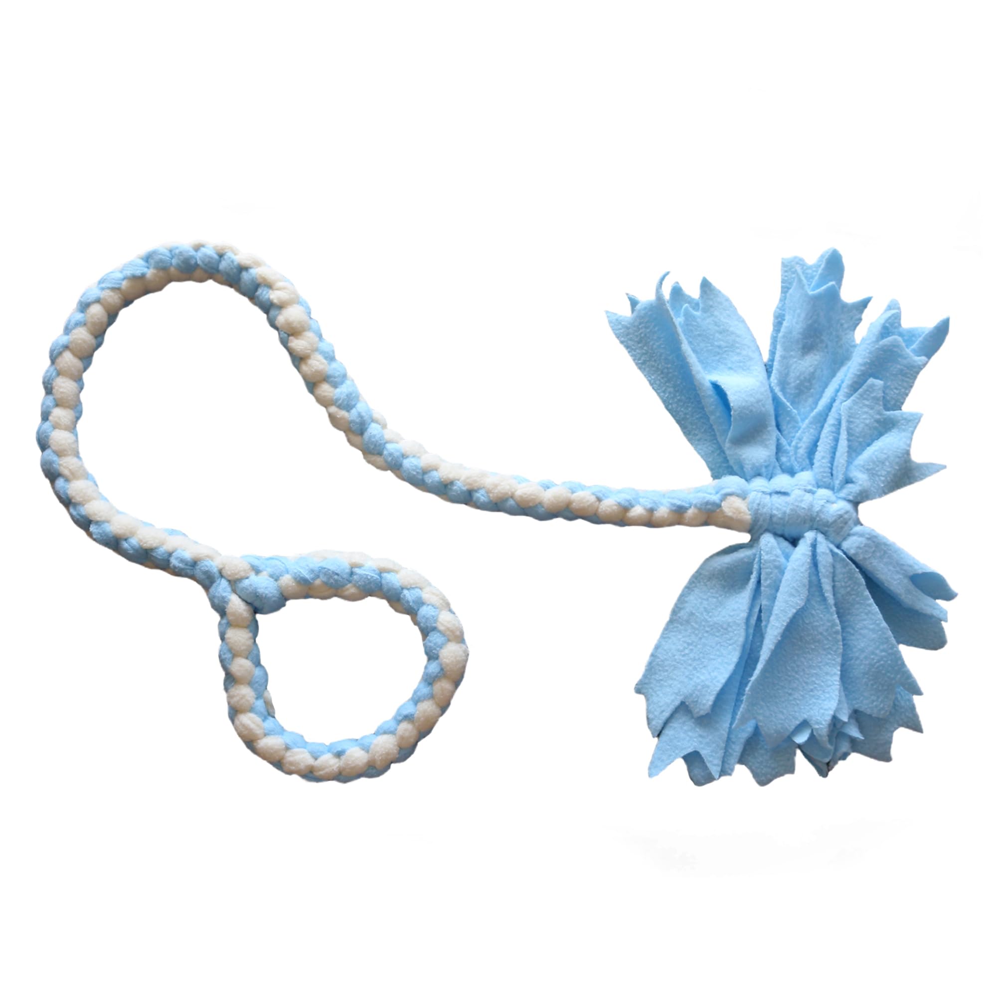 Baba&Nana Braided Fleece Dog Tug Toy with Ball - Durable Interactive Rope Toy for Large & Medium Dogs - Perfect for Agility Training, Playtime & Bonding (Blue, Assorted Colors)