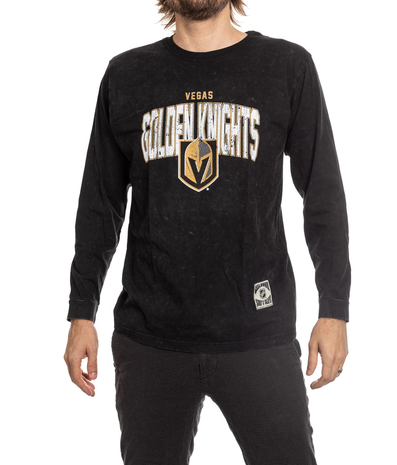 Calhoun NHL Surf & Skate Men's Acid Wash Long Sleeve Cotton Shirt - Casual Wear for Skateboarding, Surfing & Street Fashion