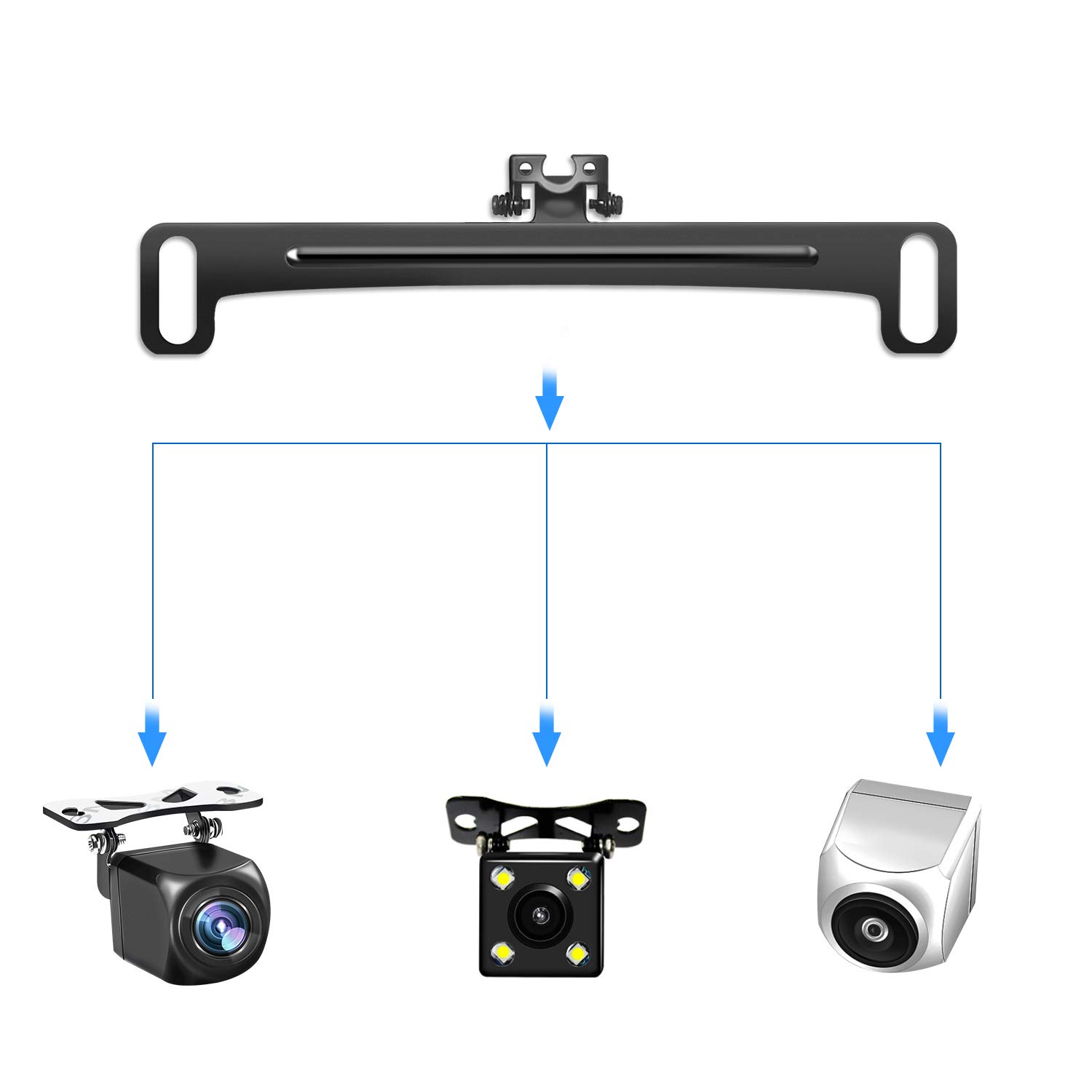 Universal Car Rear View Camera License Plate Bracket - Upgraded Stainless Steel Backup Camera Mount for Dash Cam & Mirror Cam (Easy Installation) - Perfect for Parking Assistance & Night Driving Safety