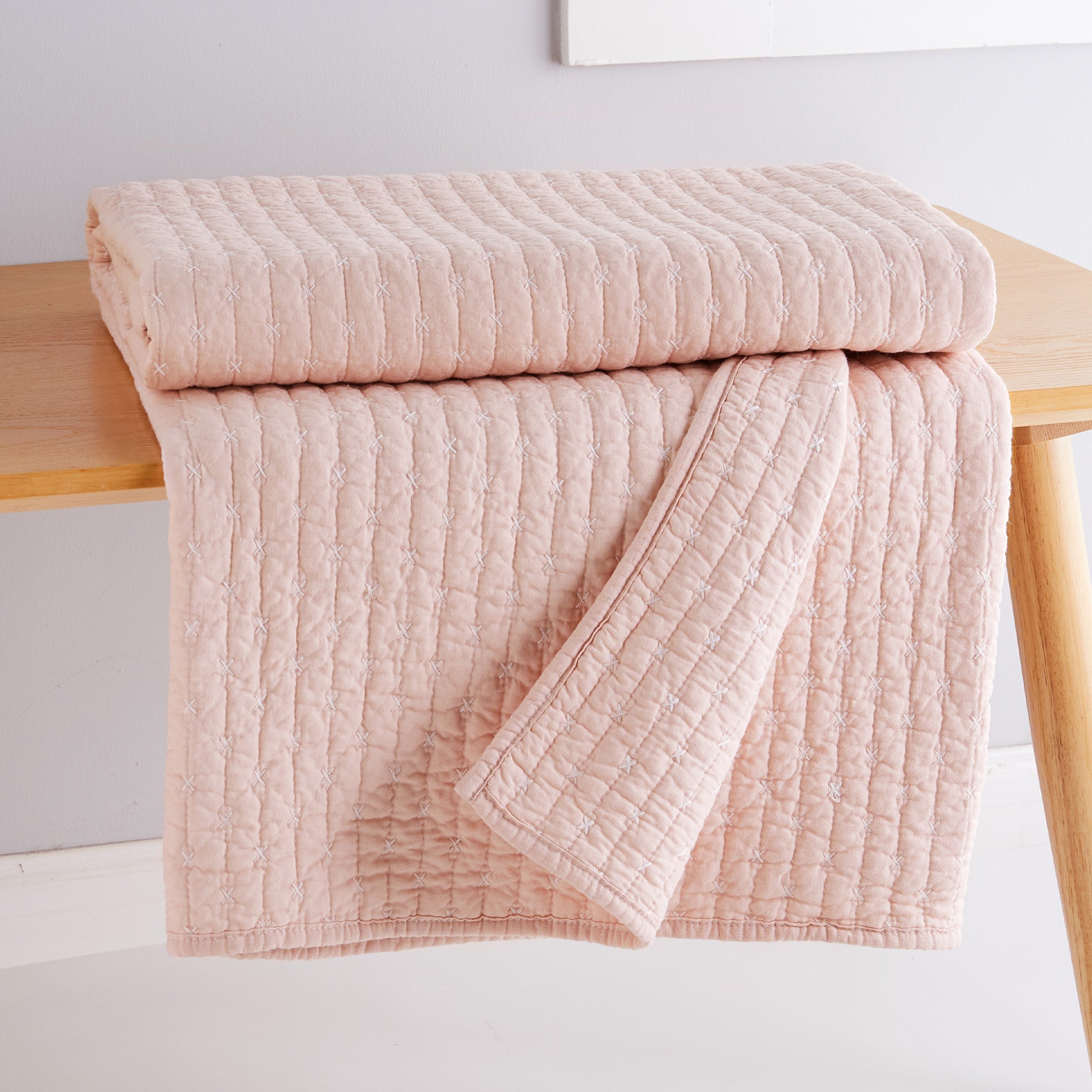 Handmade Cross Stitch Quilted Throw Blanket - Cozy Soft Bedspread for Sofa, Bed & Couch - Perfect for Winter Warmth, Home Decor & Gift Giving