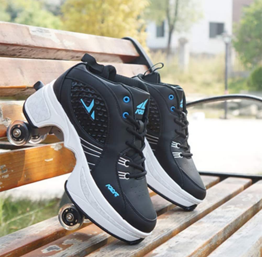 2-in-1 Deformable Roller Shoes for Men & Women - Convertible Parkour & Inline Skates with Double-Row Wheels | Outdoor Sports, Fitness Training & Urban Commuting Shoes