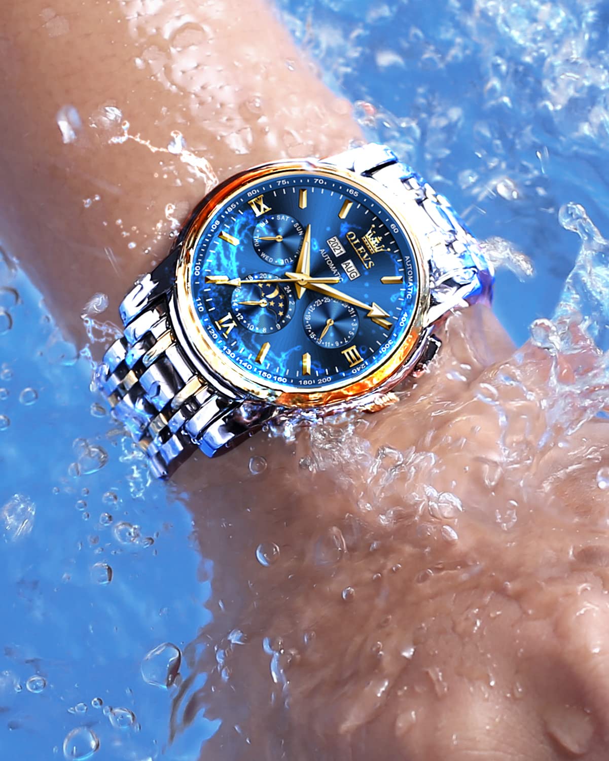 OLEVS Automatic Men's Watch - Luxury Stainless Steel, Waterproof & Luminous for Business & Night Out