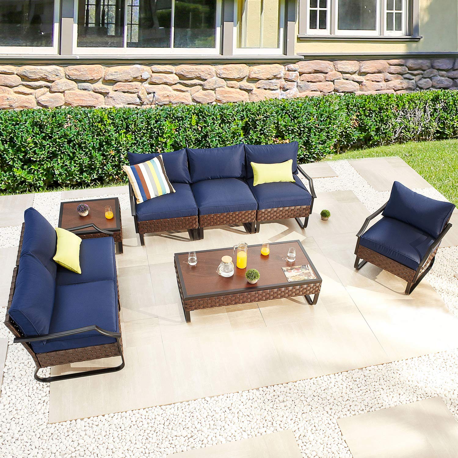 **PatioFestival 8-Piece Outdoor Furniture Set with Thick 8.66