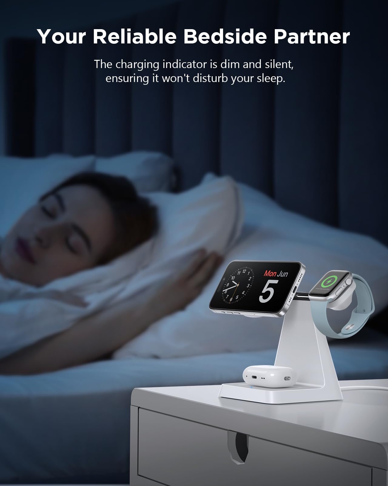 3-in-1 Magnetic Wireless Charging Station for iPhone 16/15/14/13/12 Pro Max/Plus & Apple Watch & AirPods - Fast MagSafe-Compatible Charger Stand Dock for Multiple Devices - Perfect for Home, Office, and Travel Use