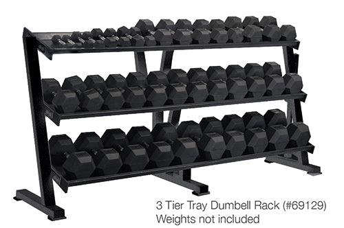 York Barbell 3-Tier Dumbbell Rack - Heavy Duty Black Weight Storage Organizer for Home Gym, Garage & Fitness Studio (Model 69129) - Perfect for Dumbbell Organization & Space Saving Workout Equipment Storage