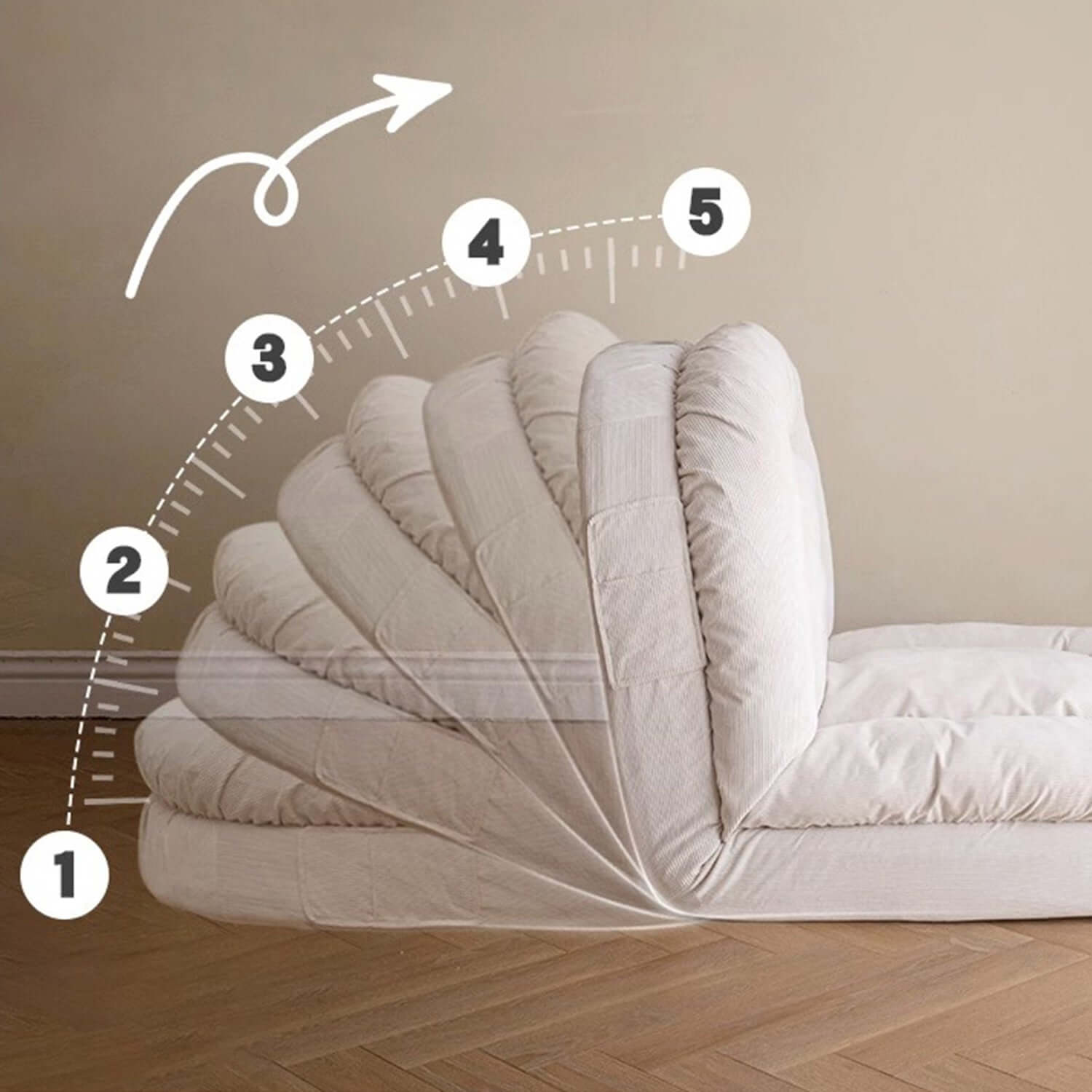 Modern Convertible Sleeper Sofa Bed - Lazy Sofa in Beige Teddy Velvet for Living Room, Guest Room & Small Spaces