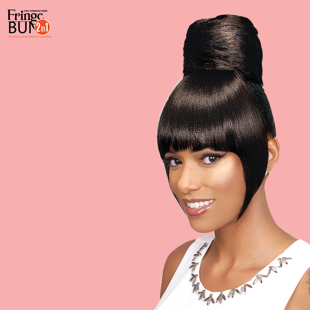 EVE HAIR CASABLANCA FRINGE BUN 2IN1 FB BELL - Clip-in Hair Extensions for Women, Natural Looking Synthetic Hairpiece for Ponytail & Updo Hairstyles | Perfect for Parties, Weddings & Daily Styling
