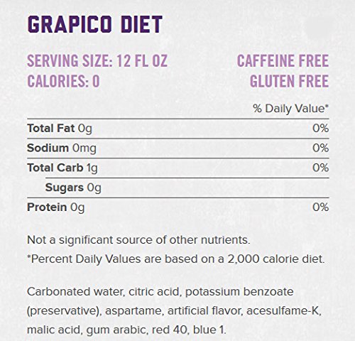 Grapico Diet Sparkling Grape Soda - Low Calorie Grape Flavored Soda - 12 Pack of 12 oz Cans - Perfect for Parties, Picnics & Healthy Refreshment