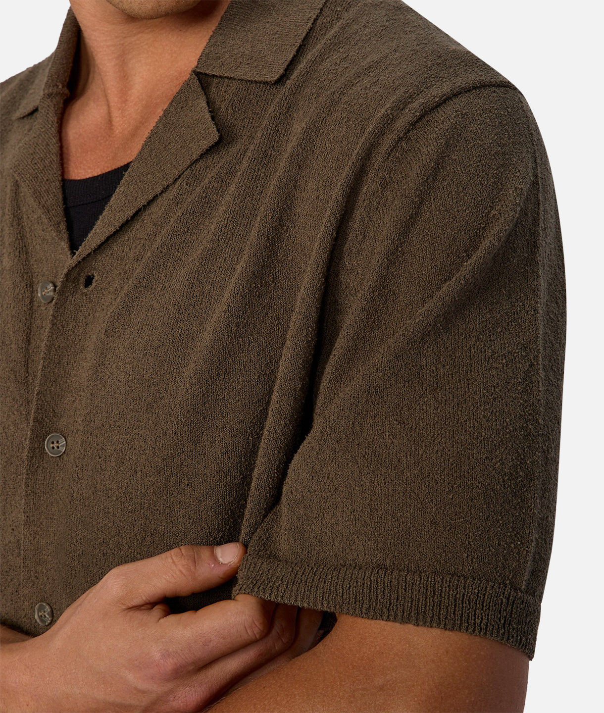 Dali Short Sleeve Shirt for Men - Dark Olive Green Casual Button Down Shirt - Perfect for Summer Outfits, Beach Wear & Outdoor Activities