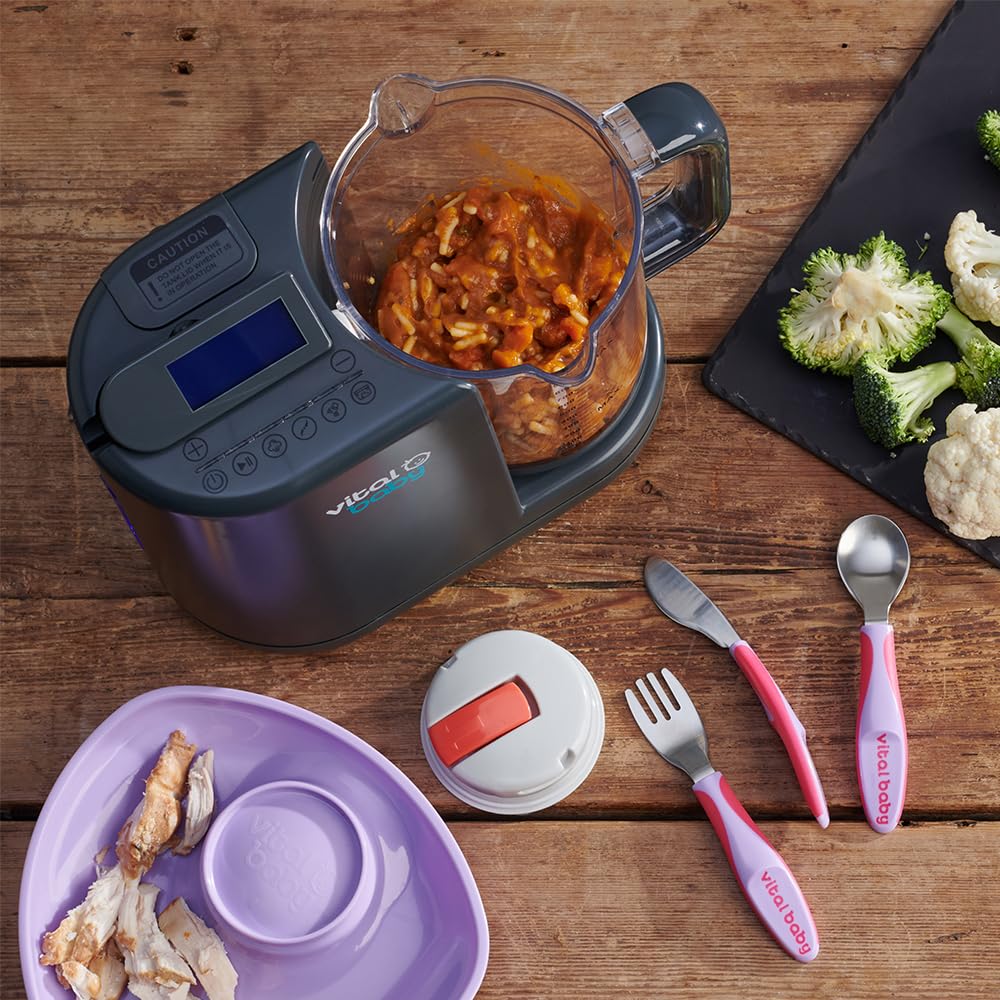 Vital Baby NOURISH Prep & Wean™ - 3-in-1 Baby Food Maker with Steamer, Blender & Sterilizer - 2-Tier Cooking System for Fruits, Vegetables, Meat & Fish - 5 Blending Modes - Perfect for Homemade Baby Food Prep & Weaning Transition - Ideal for Busy Parents & Healthy Infant Nutrition