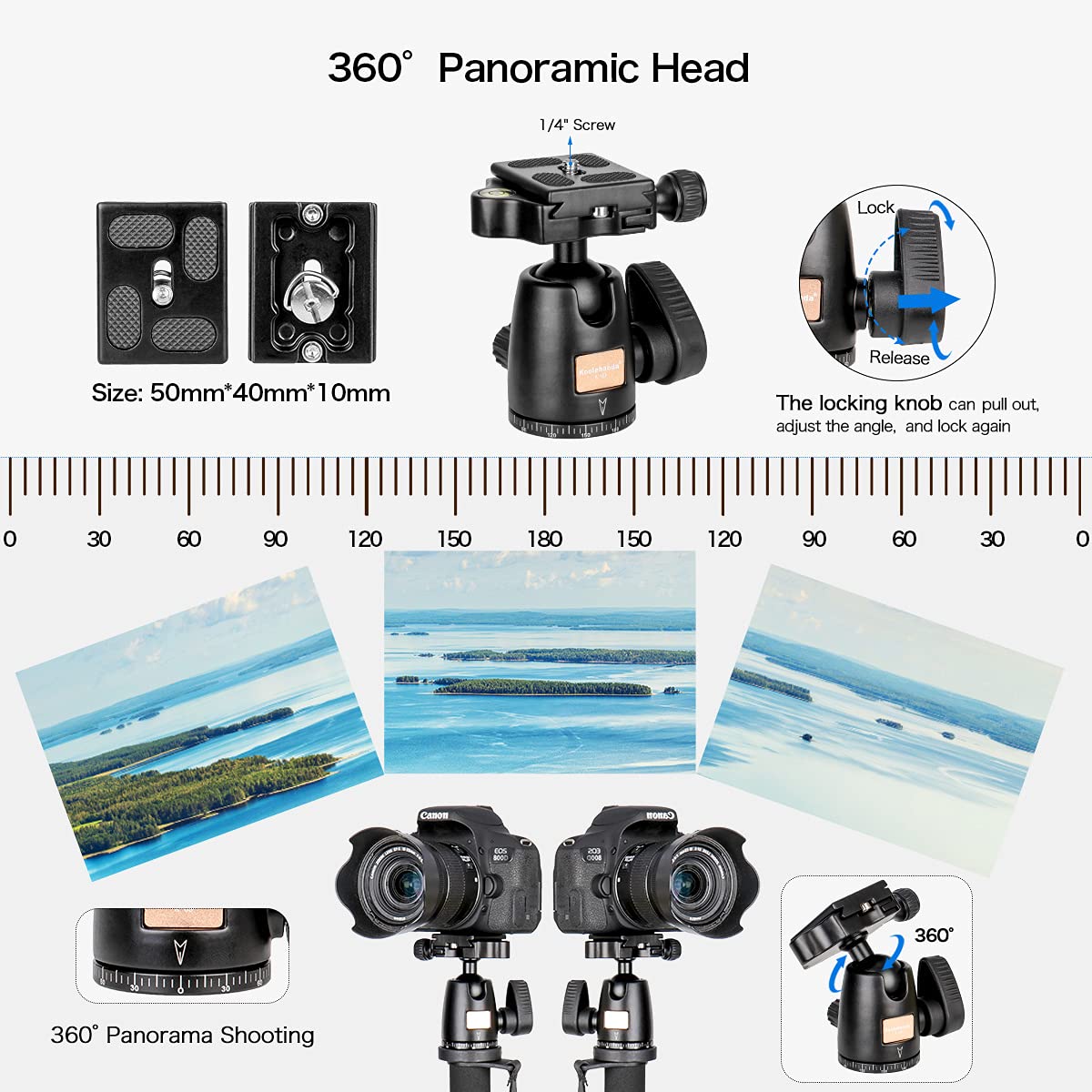 Koolehaoda 69-inch Aluminum Camera Monopod with Support Base & K-09 Ballhead - Compatible with DSLR Cameras Like Canon, Nikon - Perfect for Travel, Sports, and Outdoor Photography